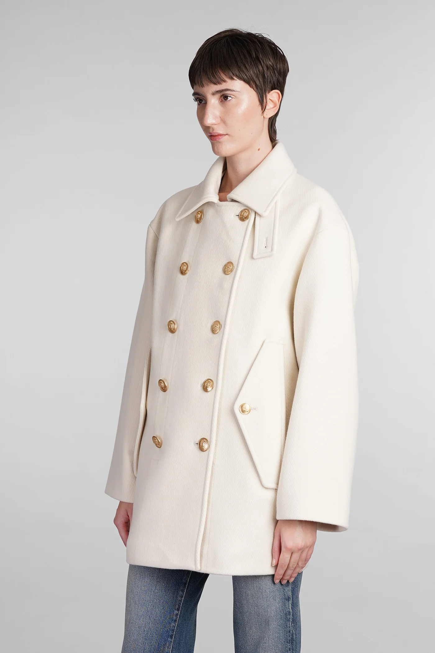 Coat in beige wool - Image 4