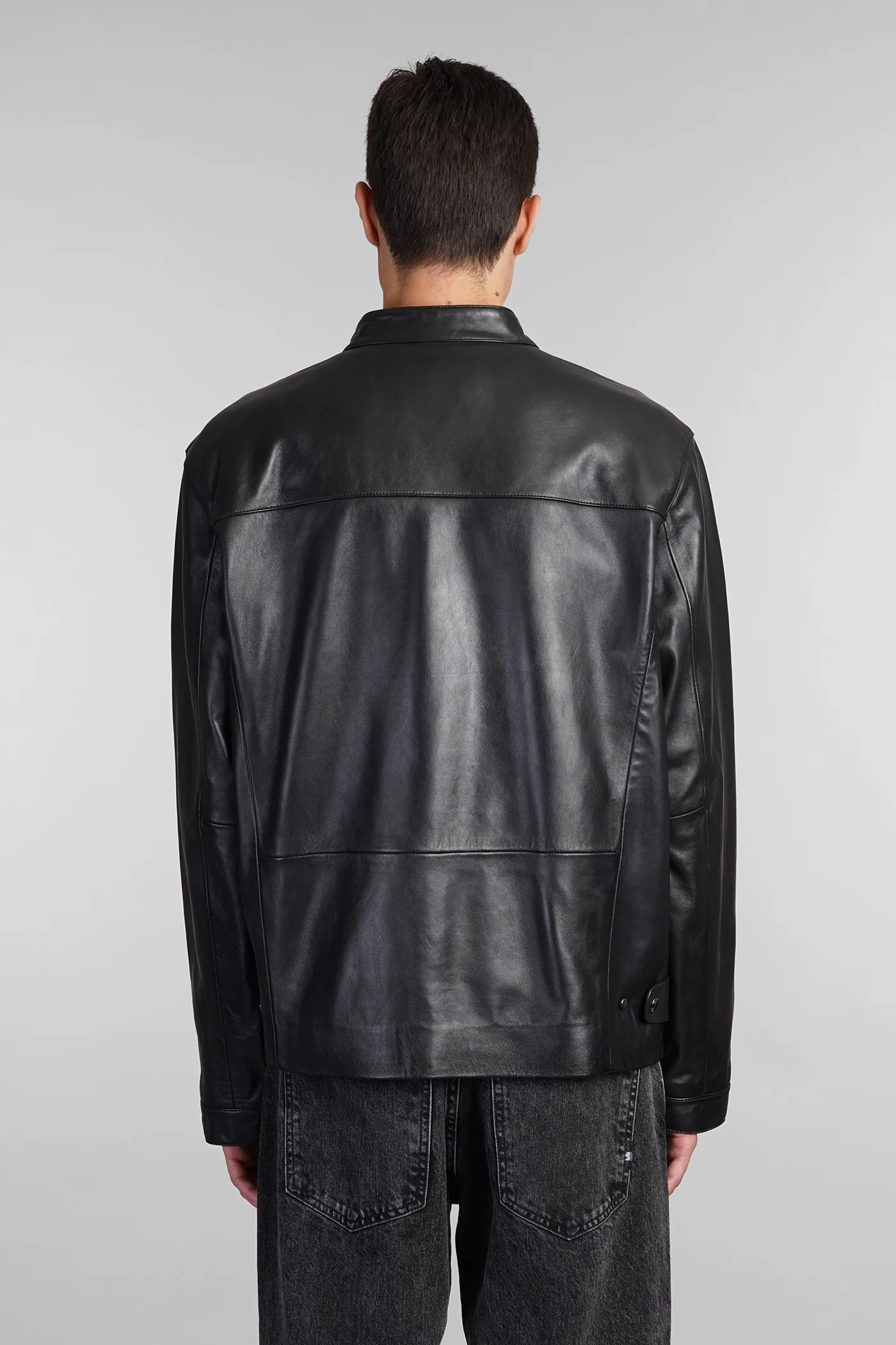 Leather jacket in black leather - Image 3