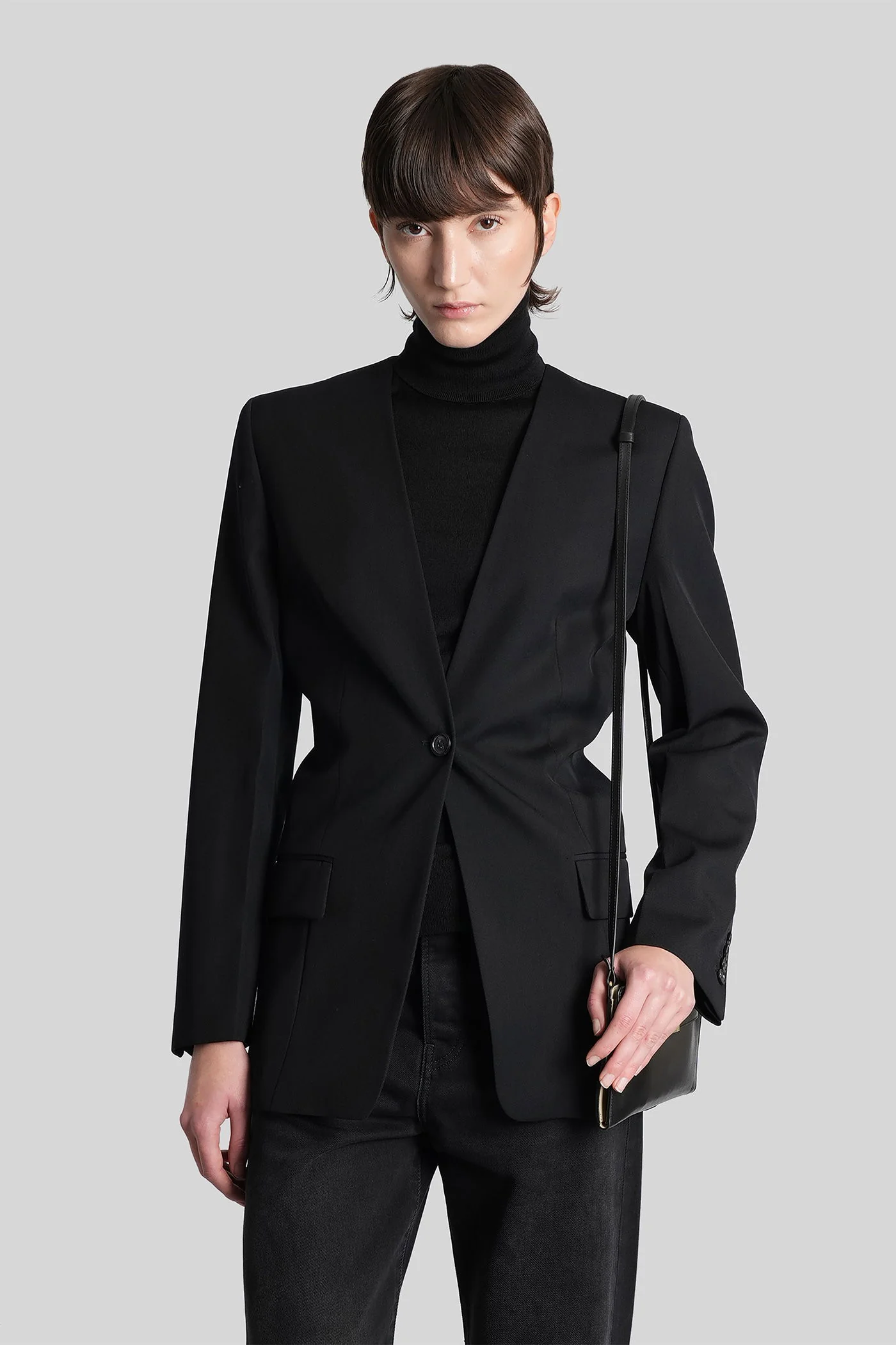 Blazer in black polyester