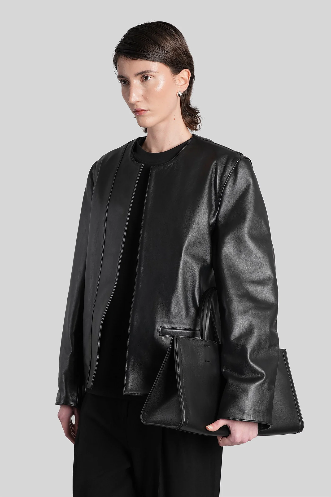 Leather jacket in black leather - Image 4