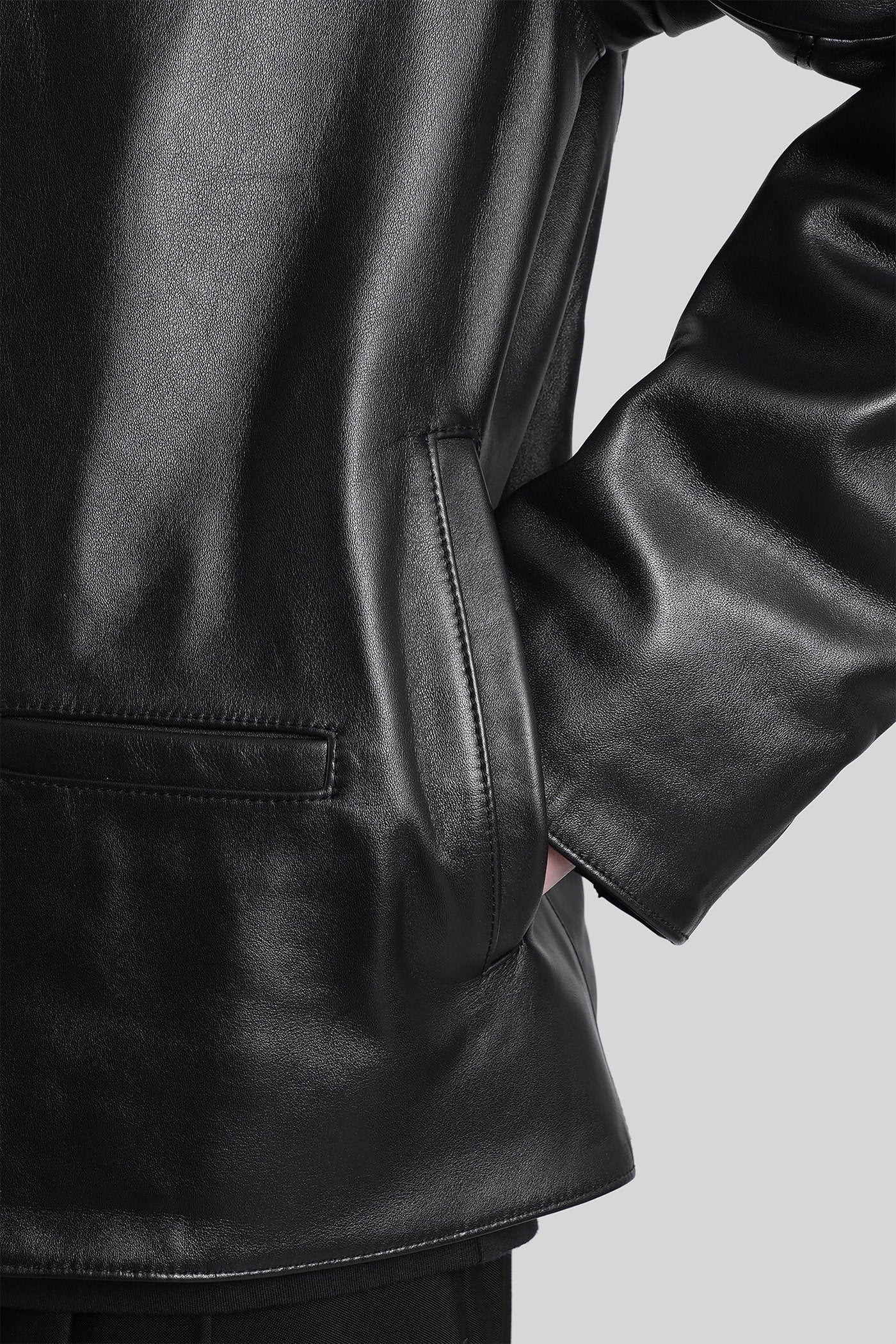 Leather jacket in black leather - Image 5