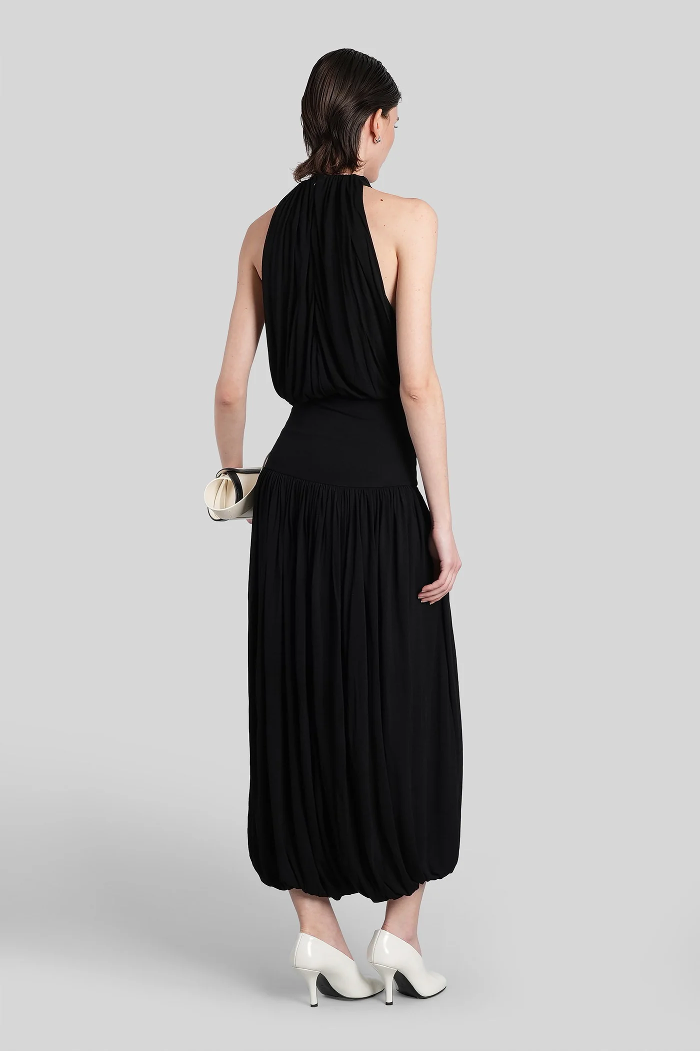 Long dress in black viscose - Image 3