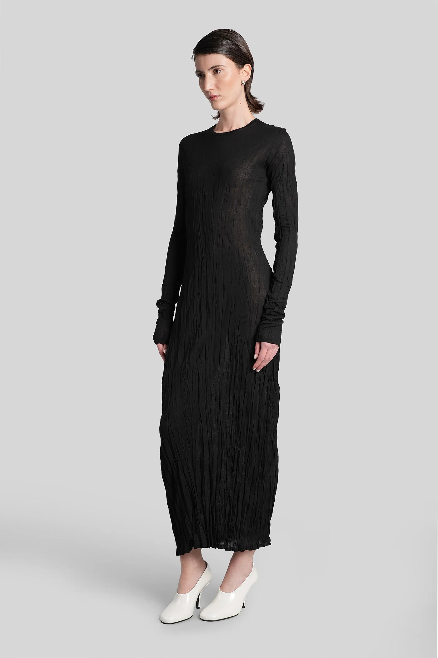 Long dress in black viscose - Image 4