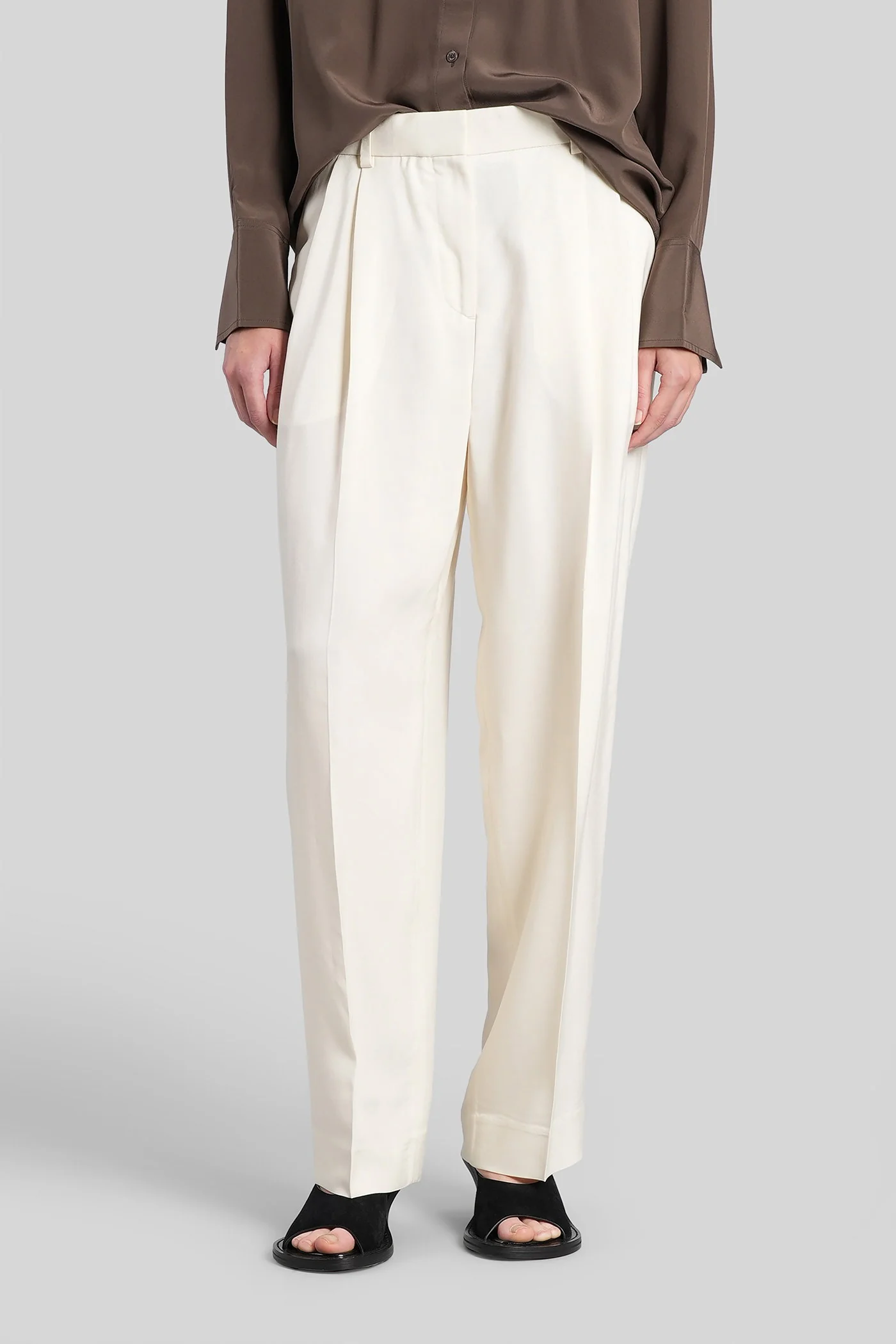 Pants in beige viscose
