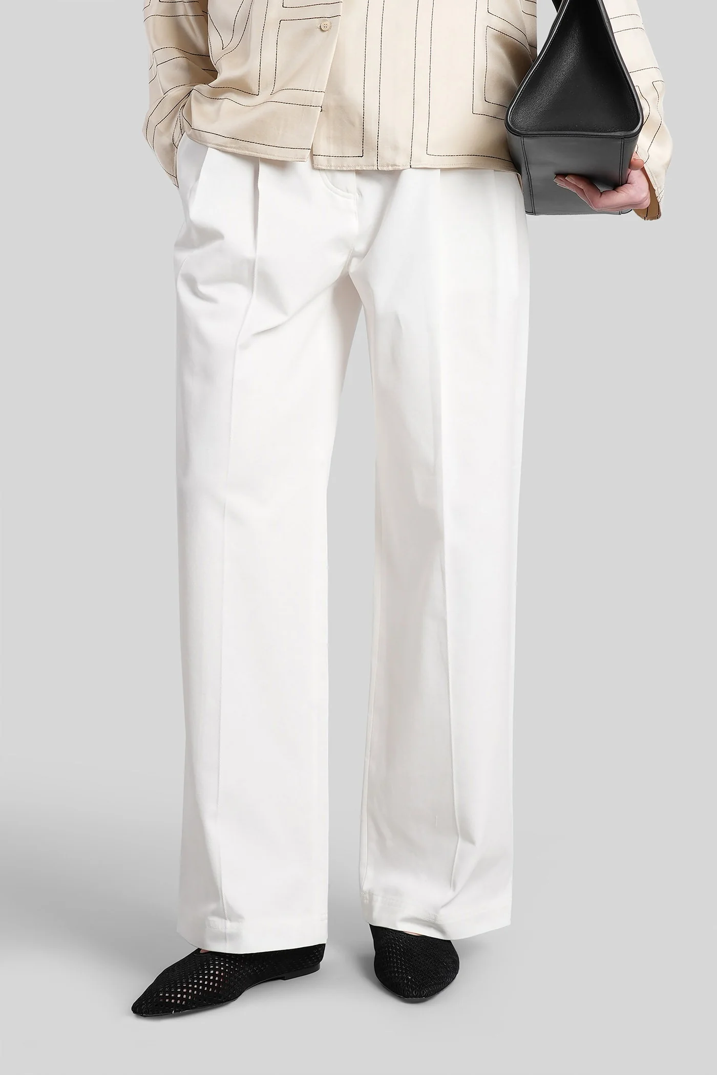 Pants in white cotton