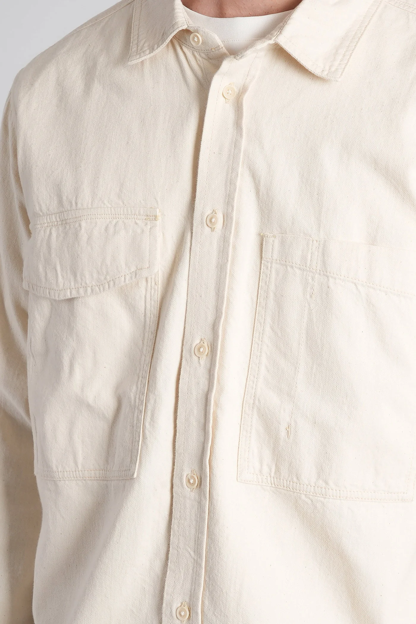Shirt in beige cotton - Image 5