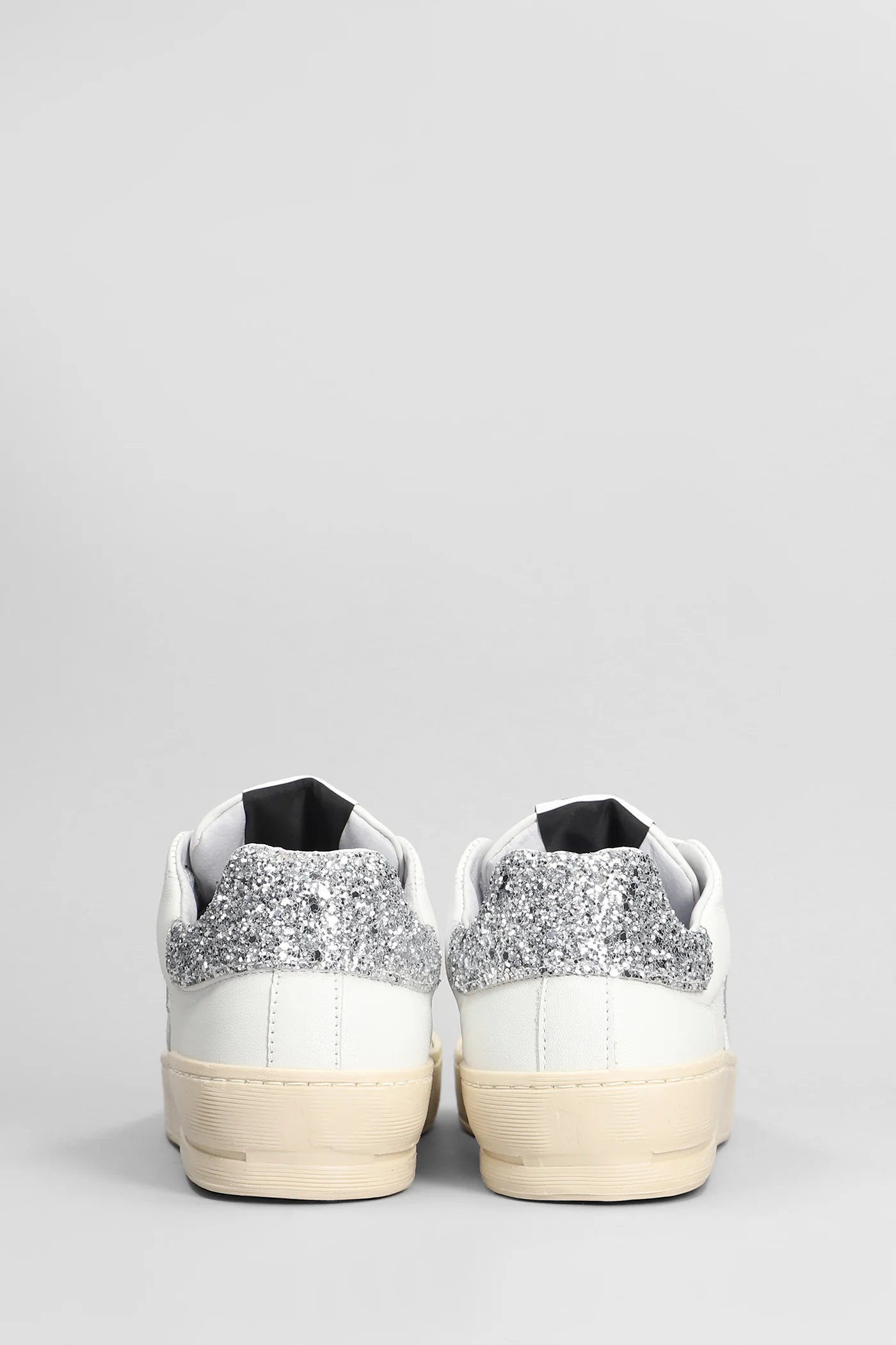 Sneakers in white leather and fabric - Image 4