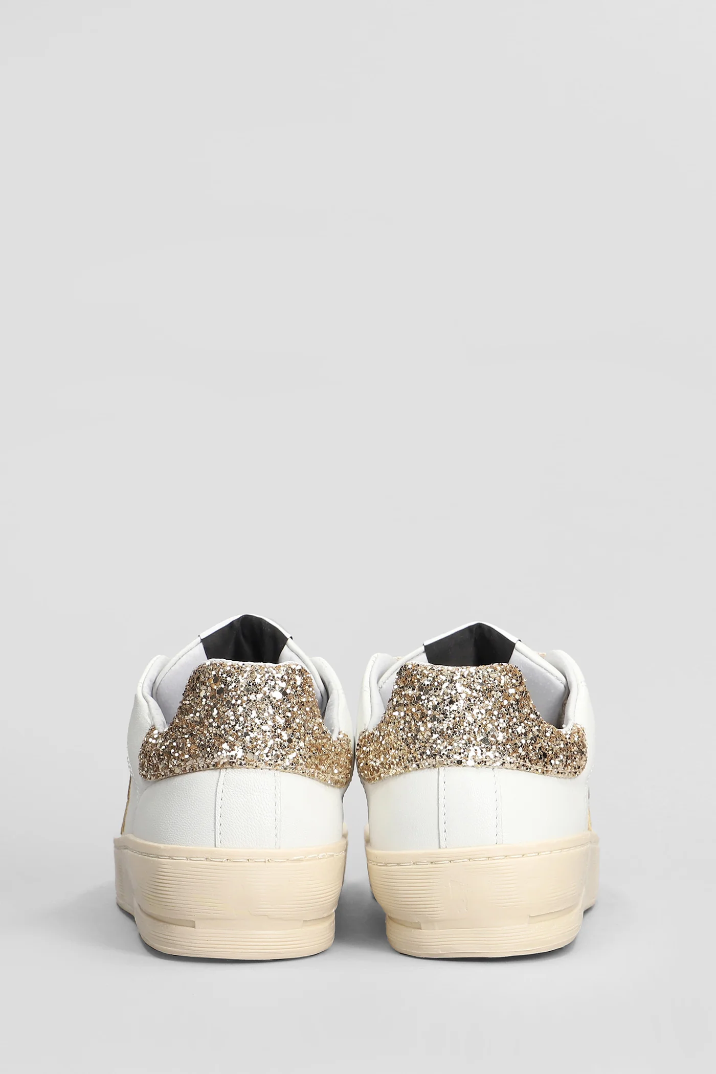 Sneakers in white leather and fabric - Image 4