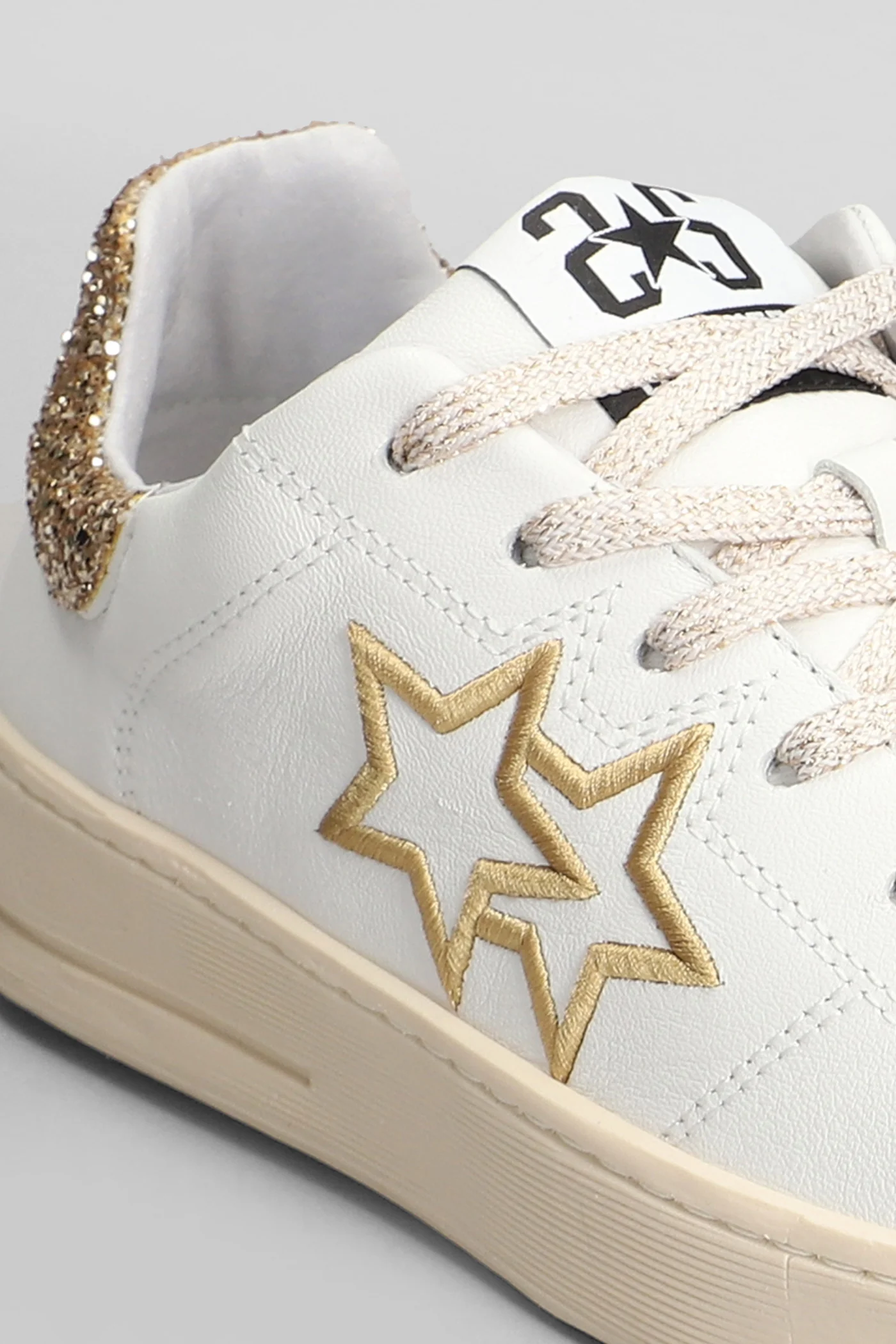 Sneakers in white leather and fabric - Image 5