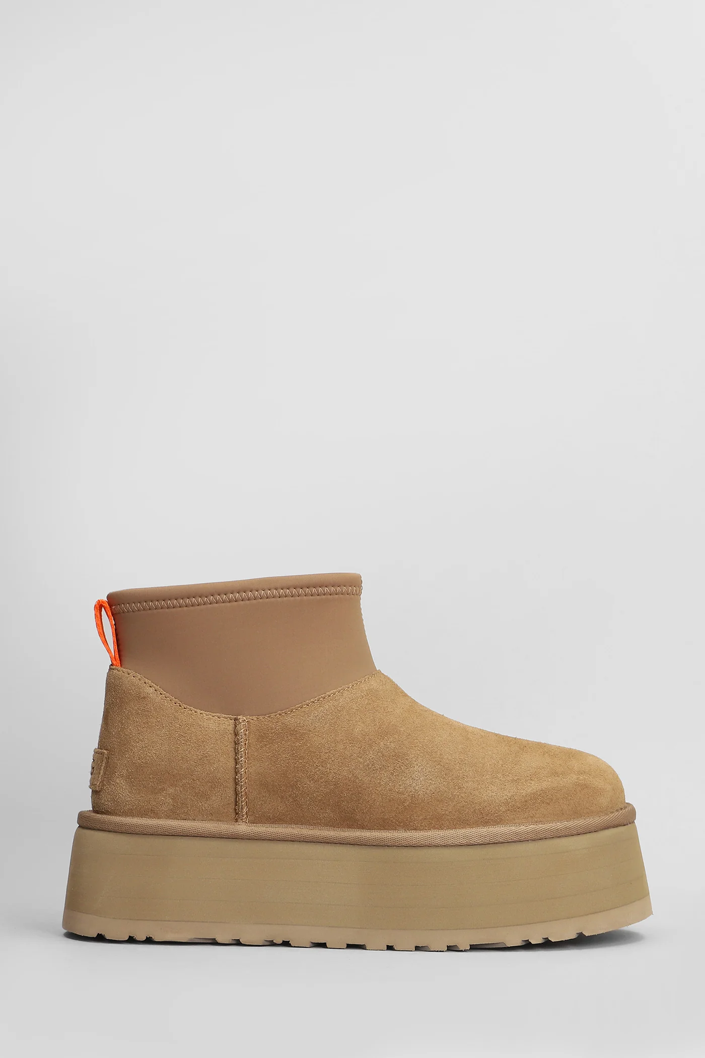 Classic Mini Dipper low heels Ankle boots in leather color Suede and fabric