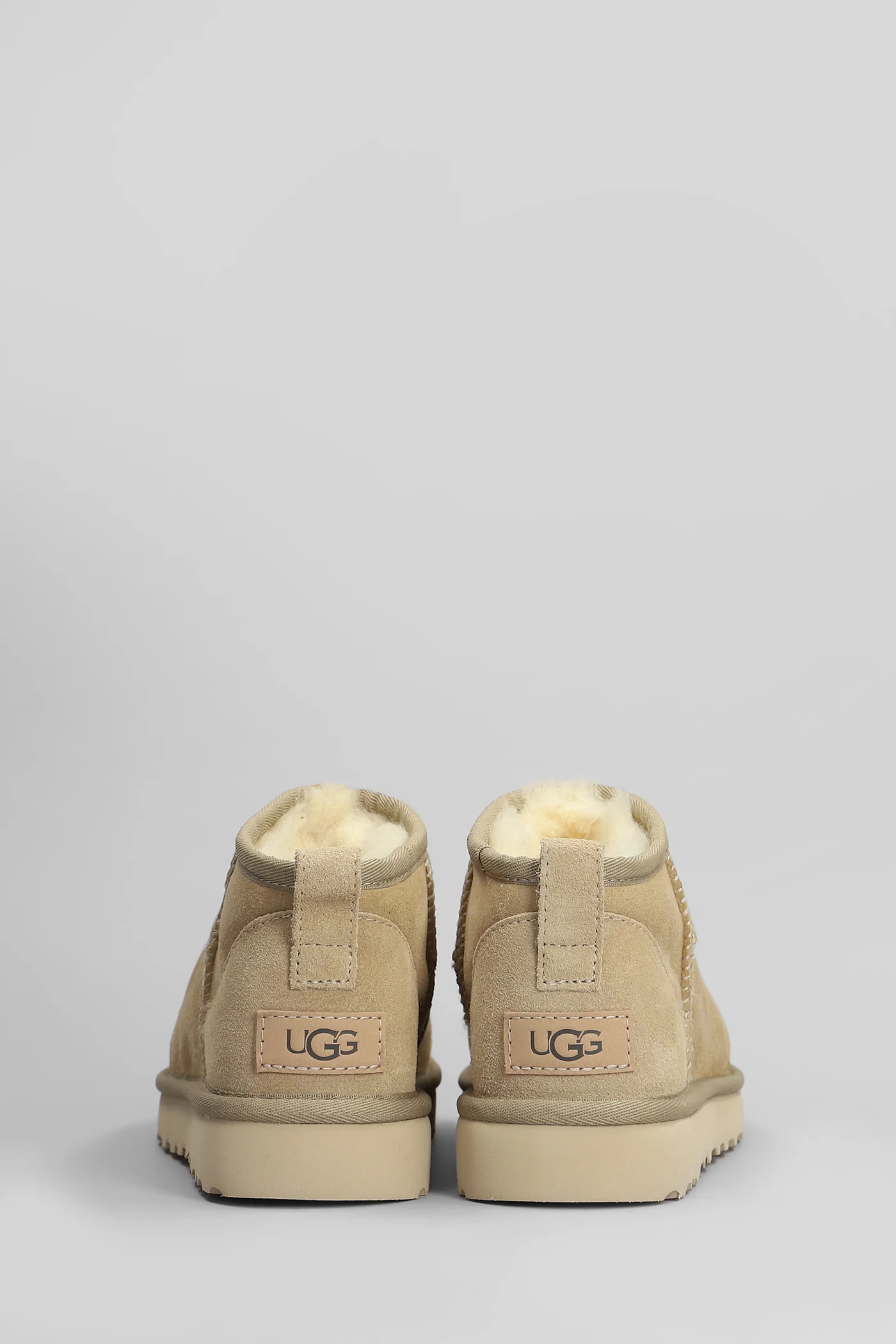 Classic Ultra Mini low heels Ankle boots in beige suede - Image 4
