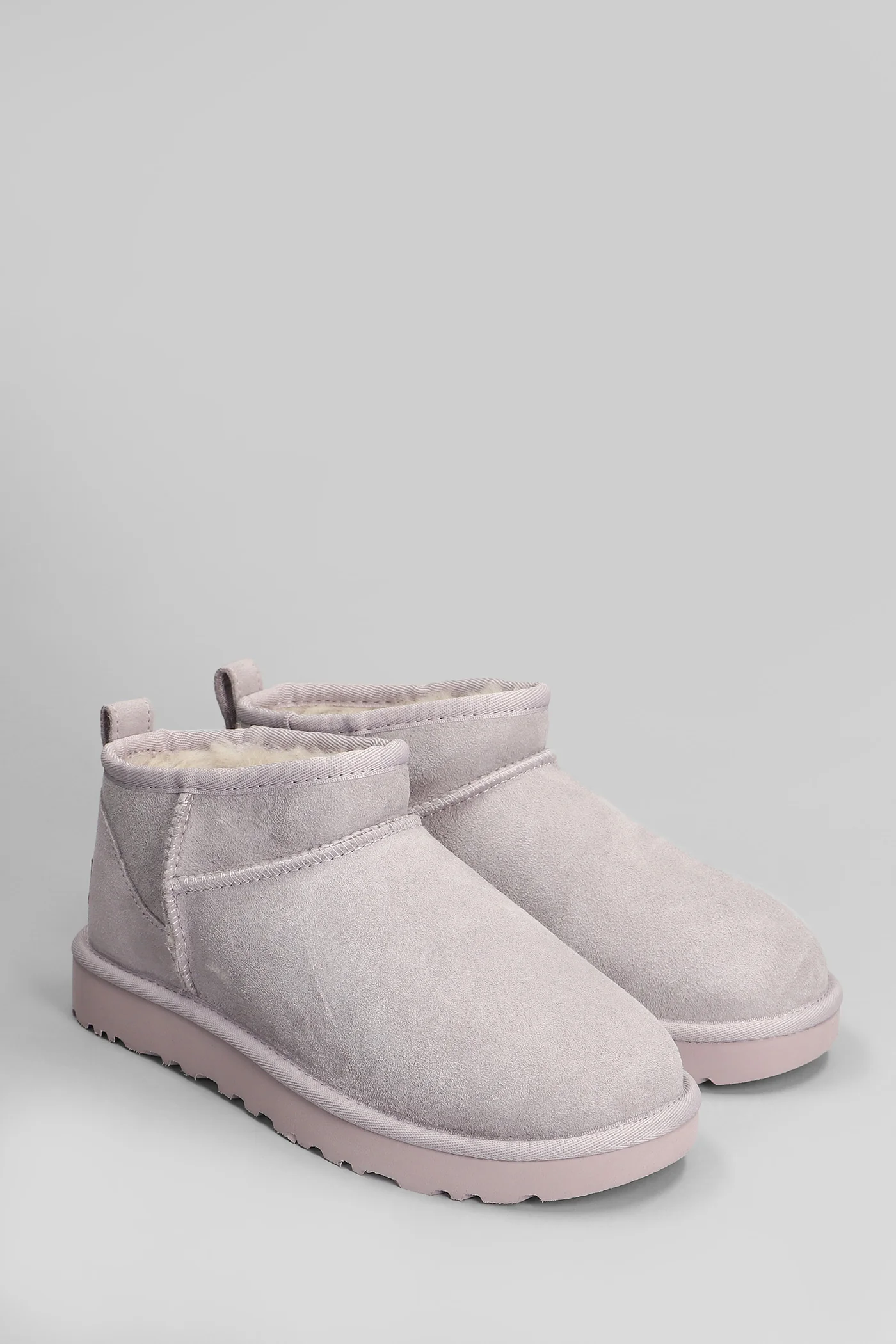 Classic Ultra Mini low heels Ankle boots in Viola suede - Image 2