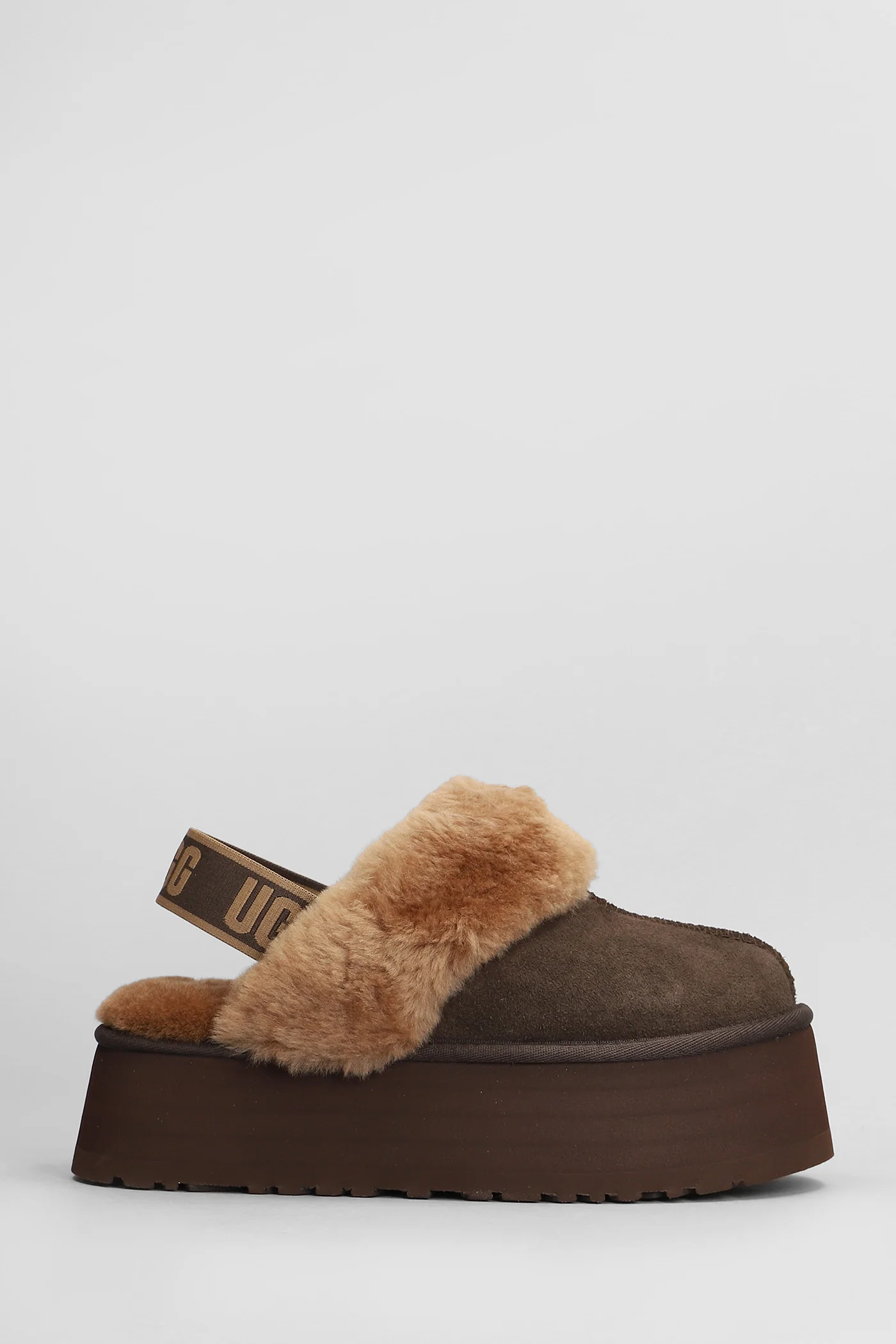 Funkette Slipper-Mule in brown suede
