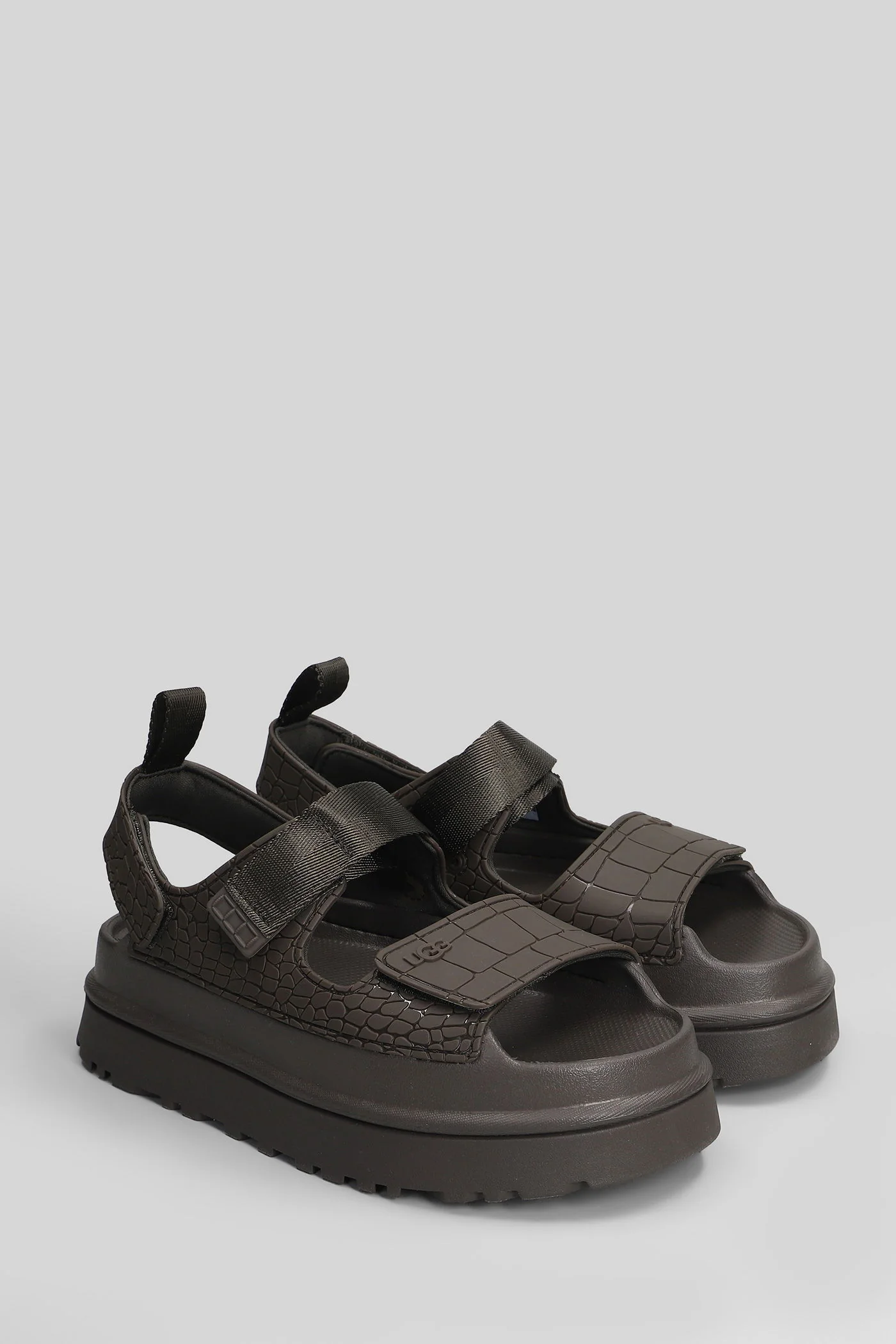 Goldenglow Embossed Sandals in brown rubber/plasic - Image 2
