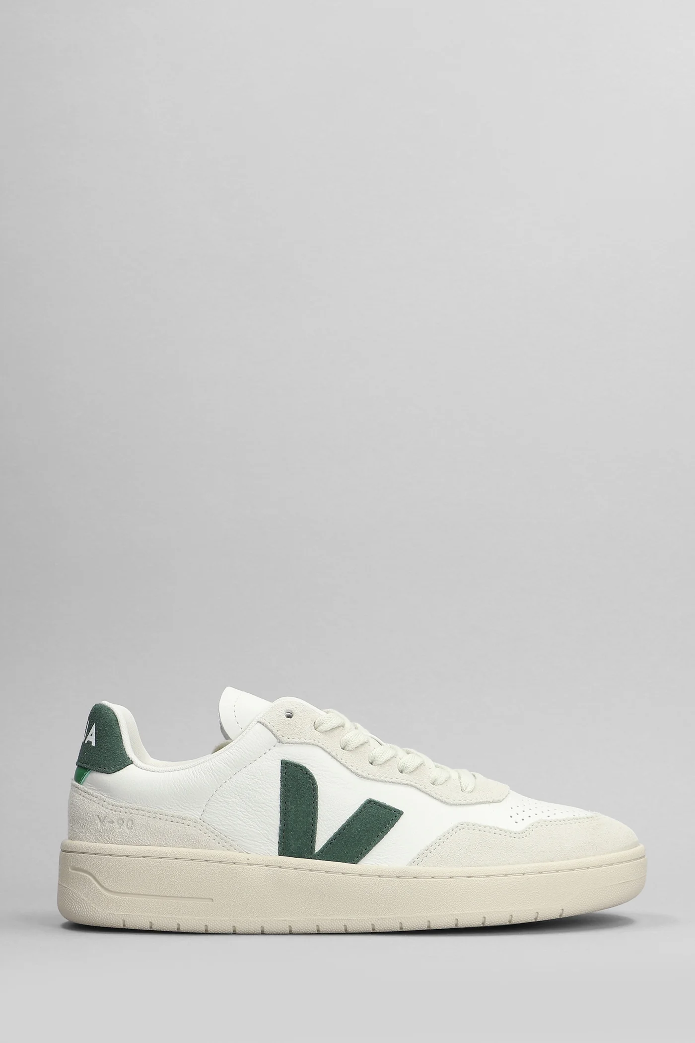 V-90 Sneakers in white suede and leather