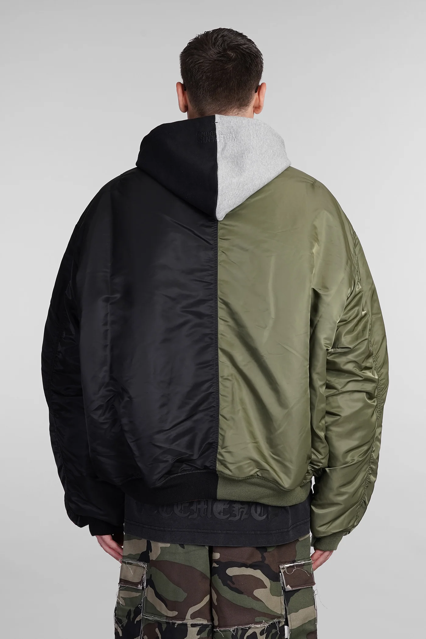 Bomber Jacket in green nylon - Image 3