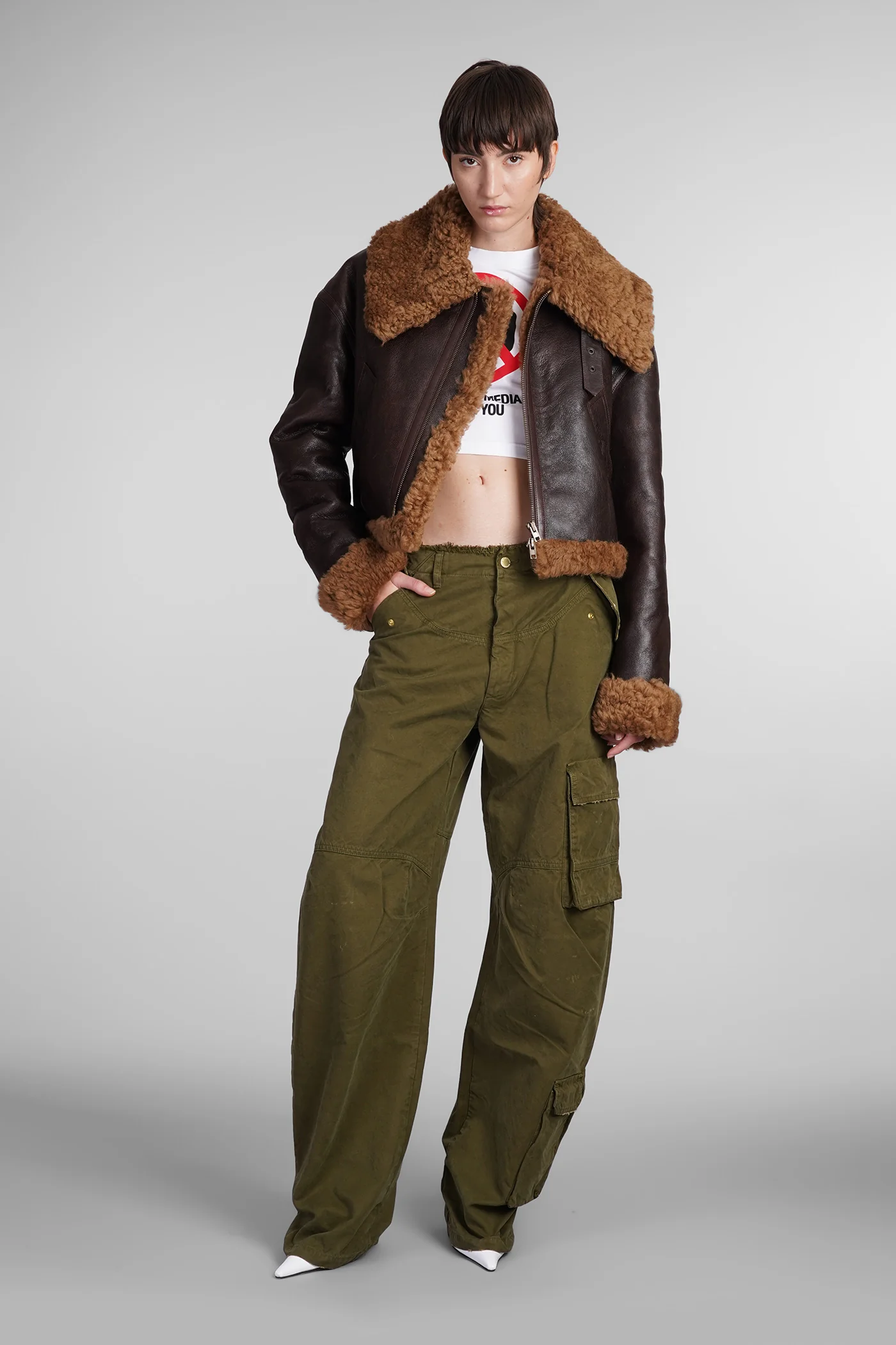 Shearling in brown leather - Image 2