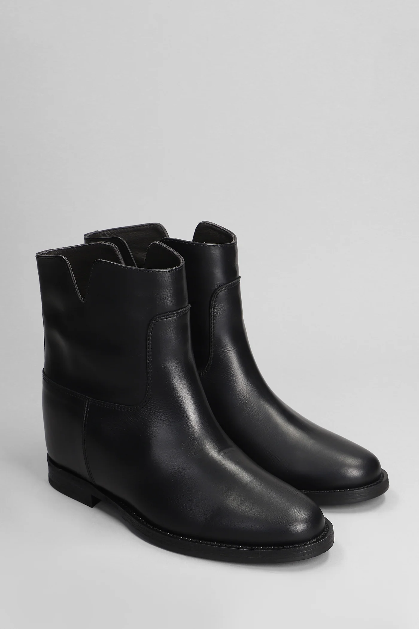 Ankle boots inside wedge in black leather - Image 2