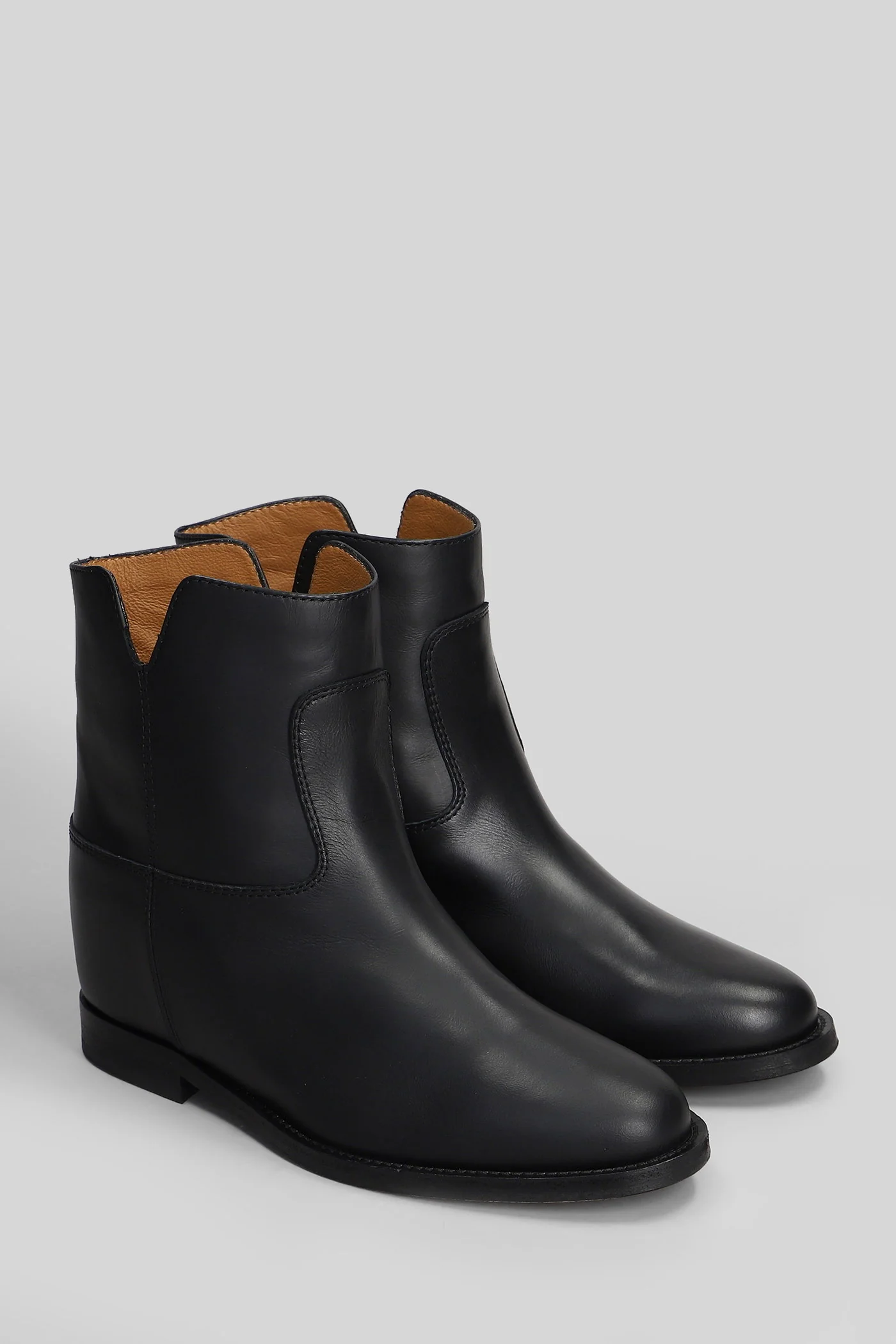 Ankle boots inside wedge in black leather - Image 2
