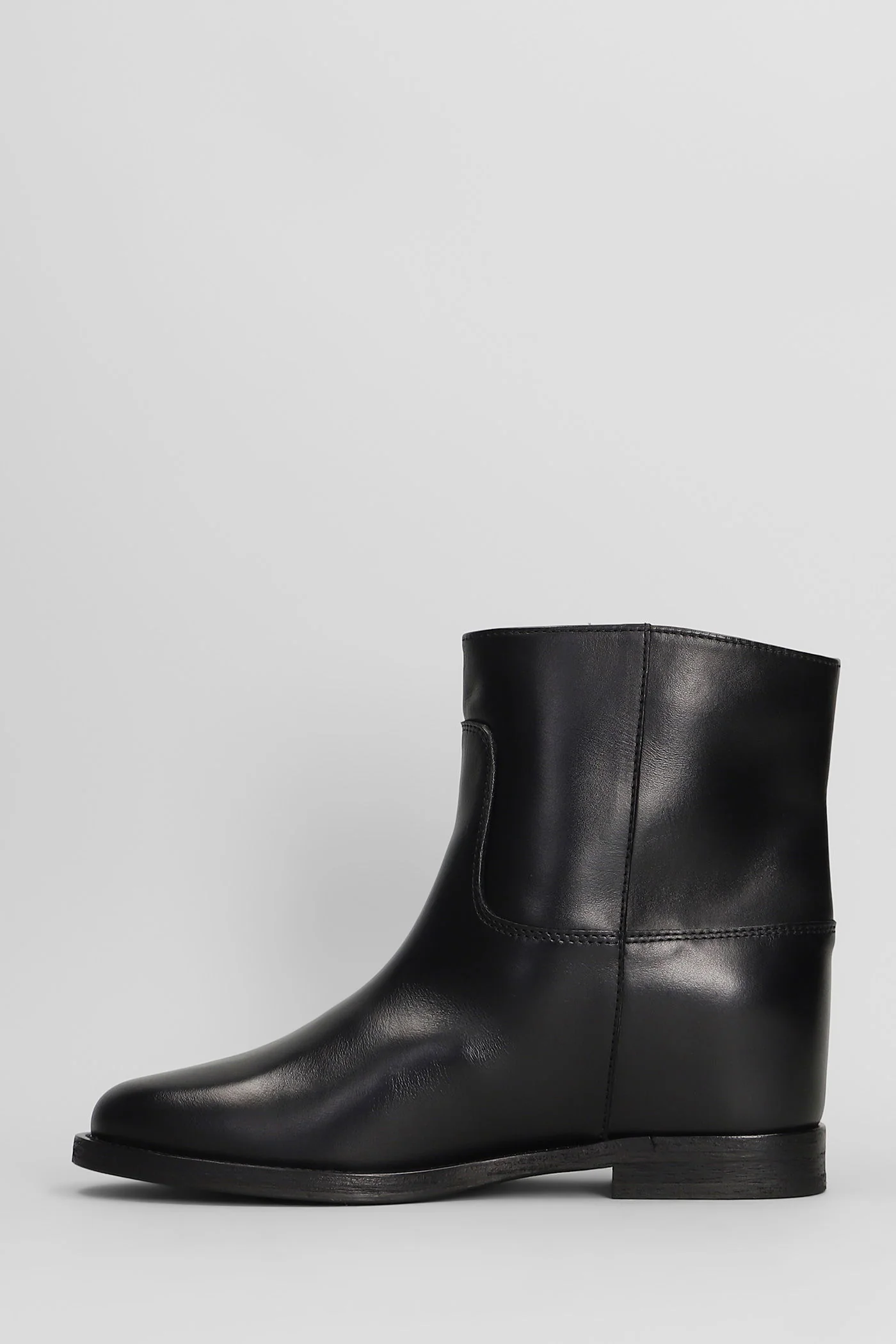 Ankle boots inside wedge in black leather - Image 3