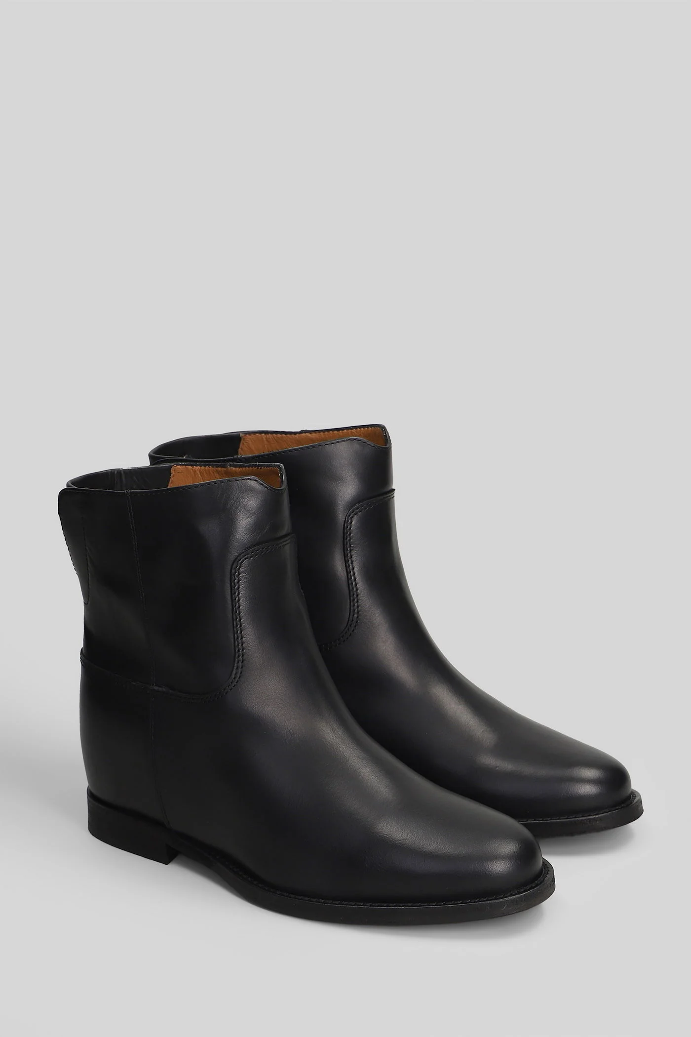 Ankle boots inside wedge in black leather - Image 2