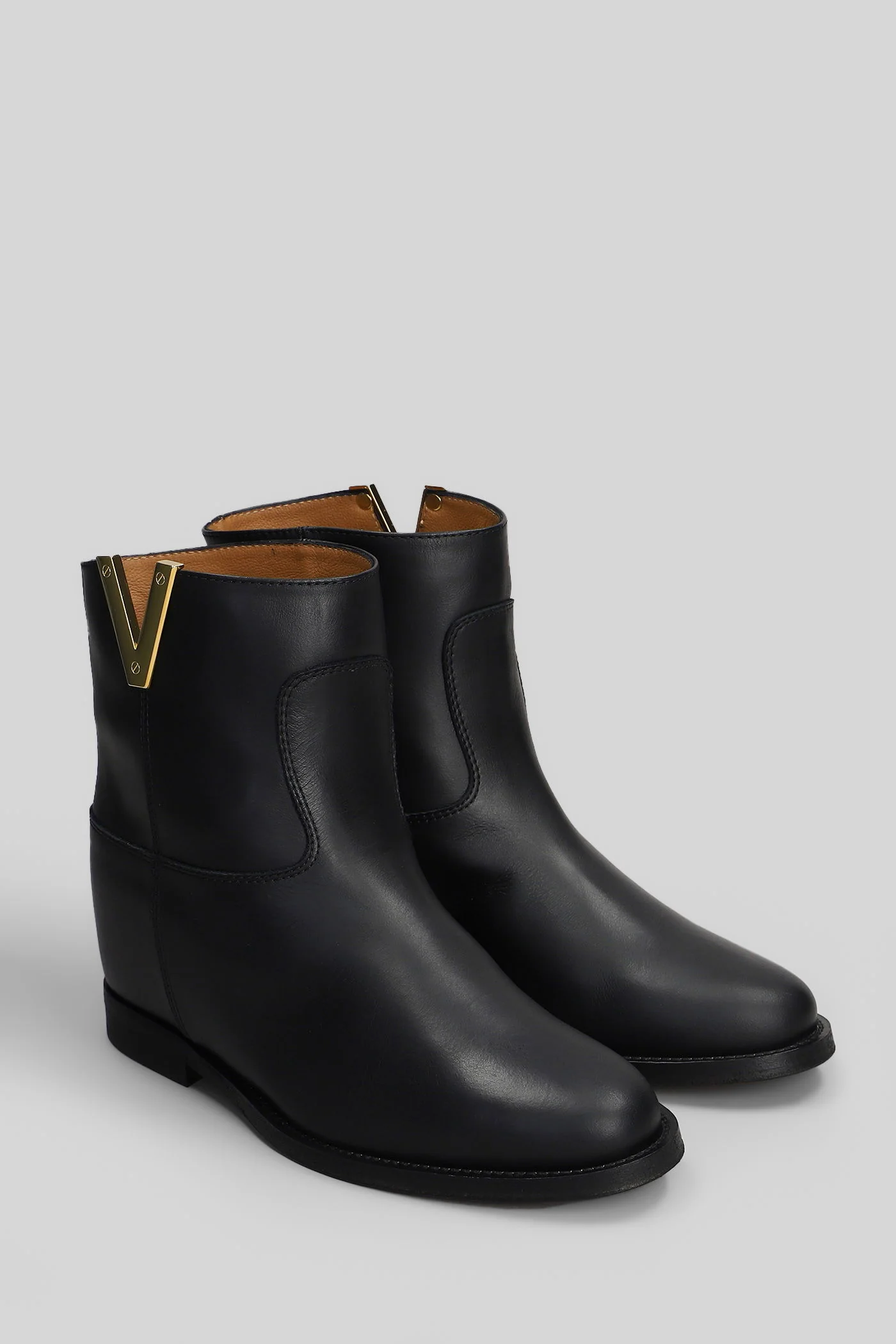 Ankle boots inside wedge in black leather - Image 2