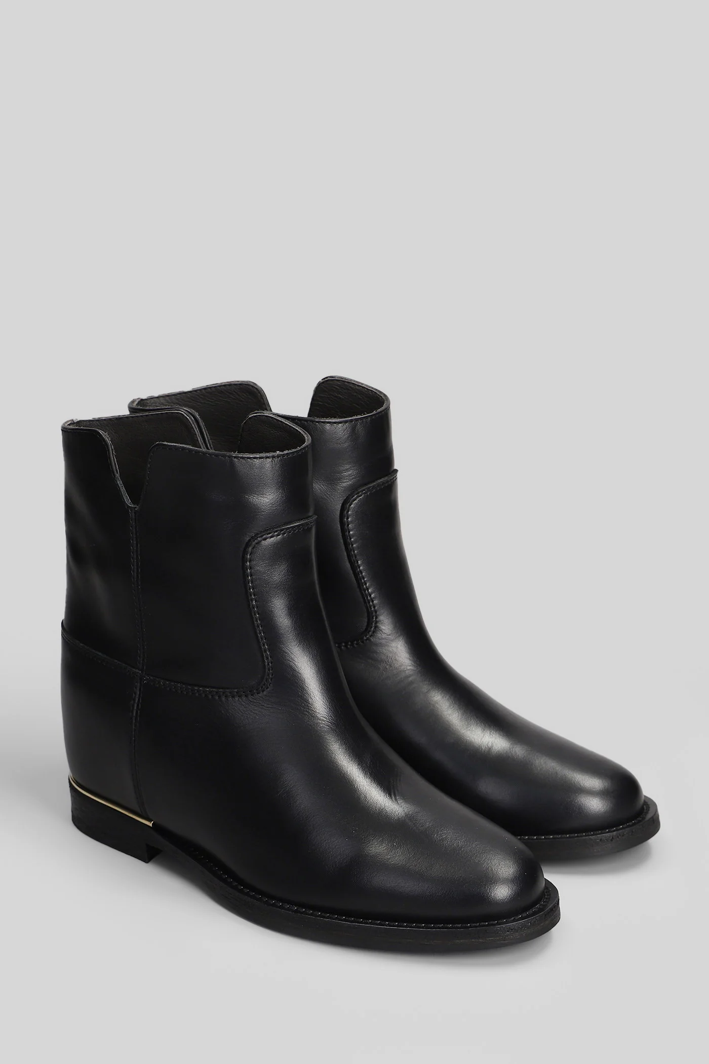 Ankle boots inside wedge in black leather - Image 2