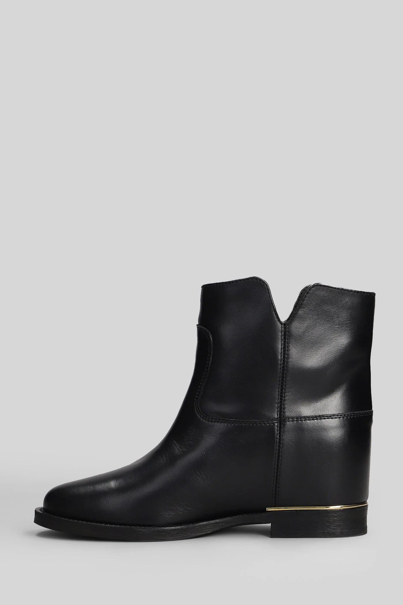 Ankle boots inside wedge in black leather - Image 3