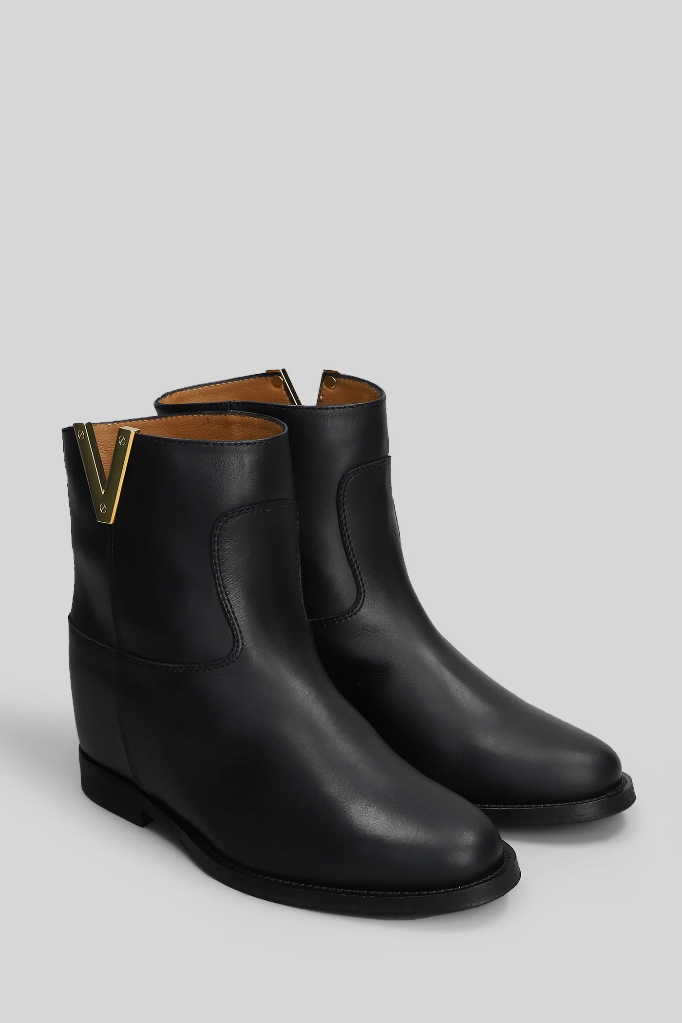 Ankle boots inside wedge in black leather - Image 2