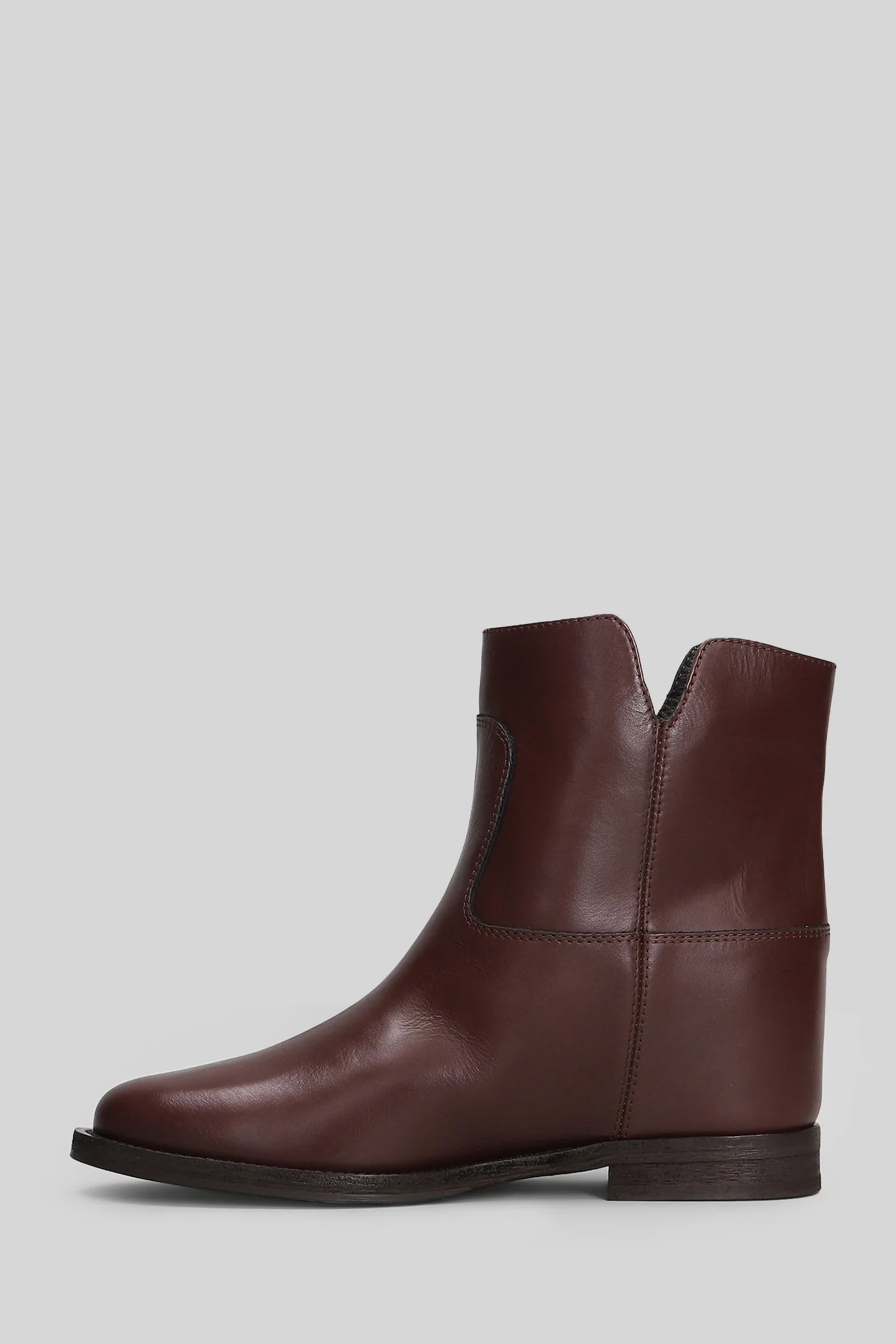 Ankle boots inside wedge in bordeaux leather - Image 3