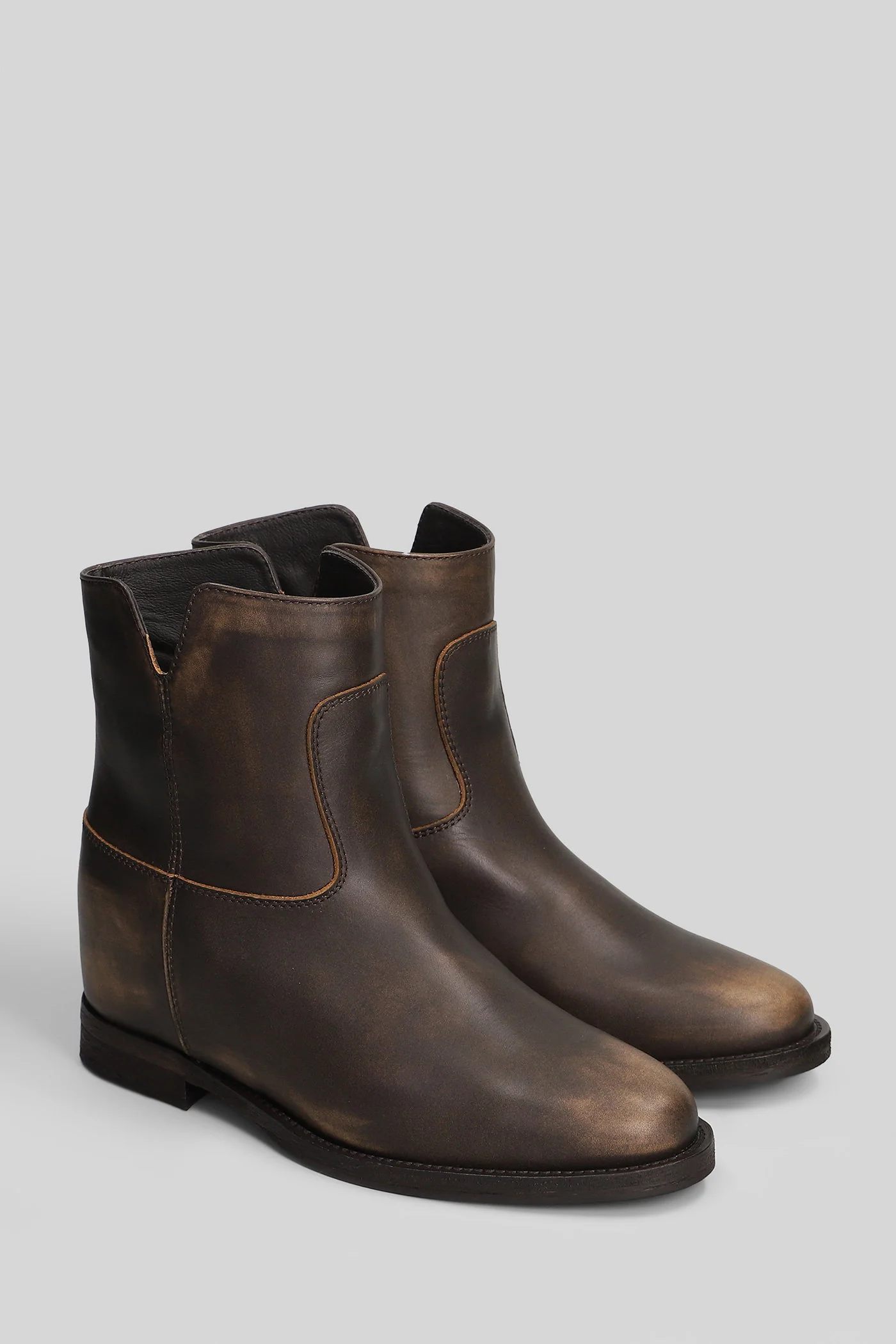 Ankle boots inside wedge in brown leather - Image 2