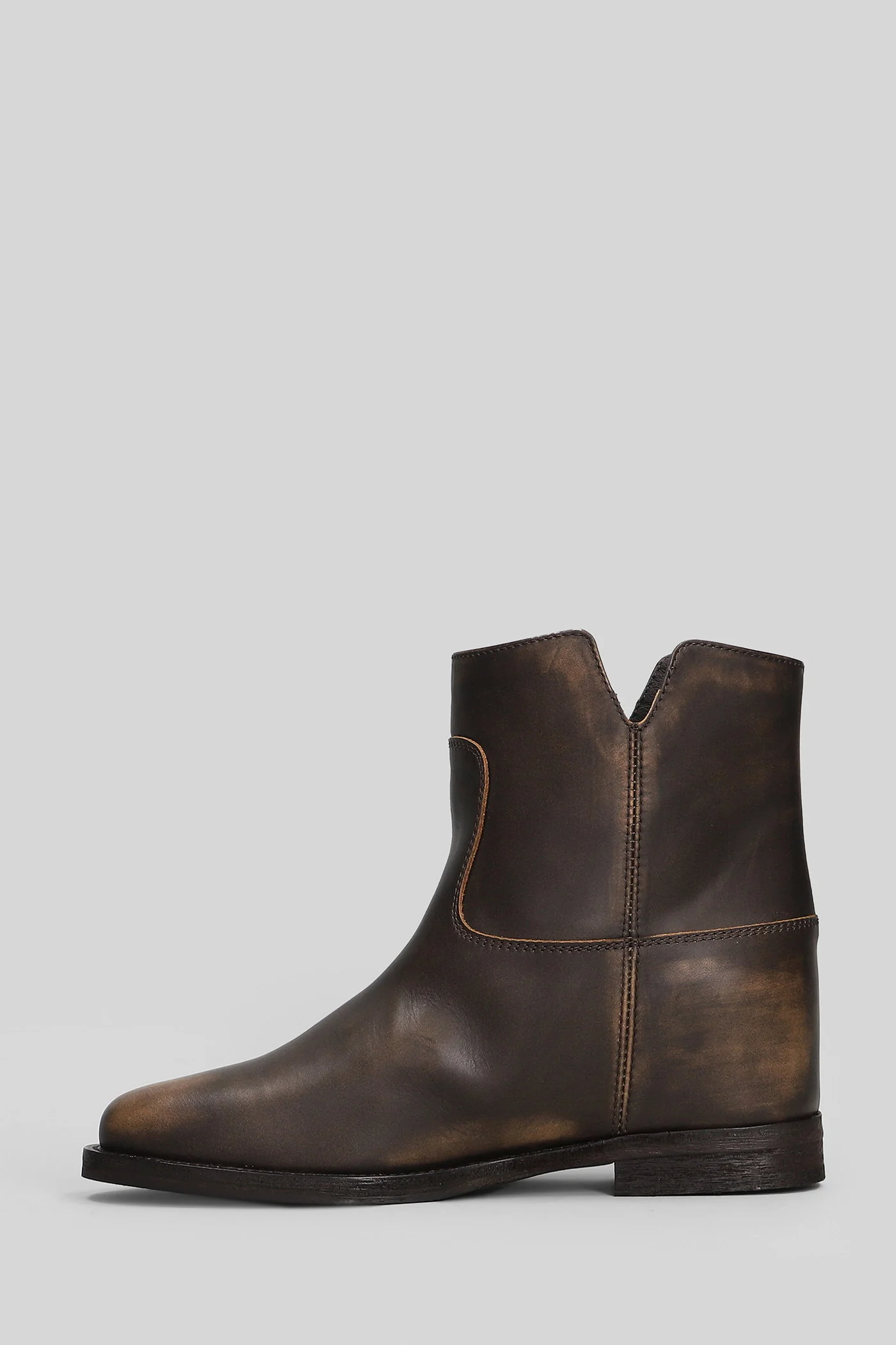 Ankle boots inside wedge in brown leather - Image 3