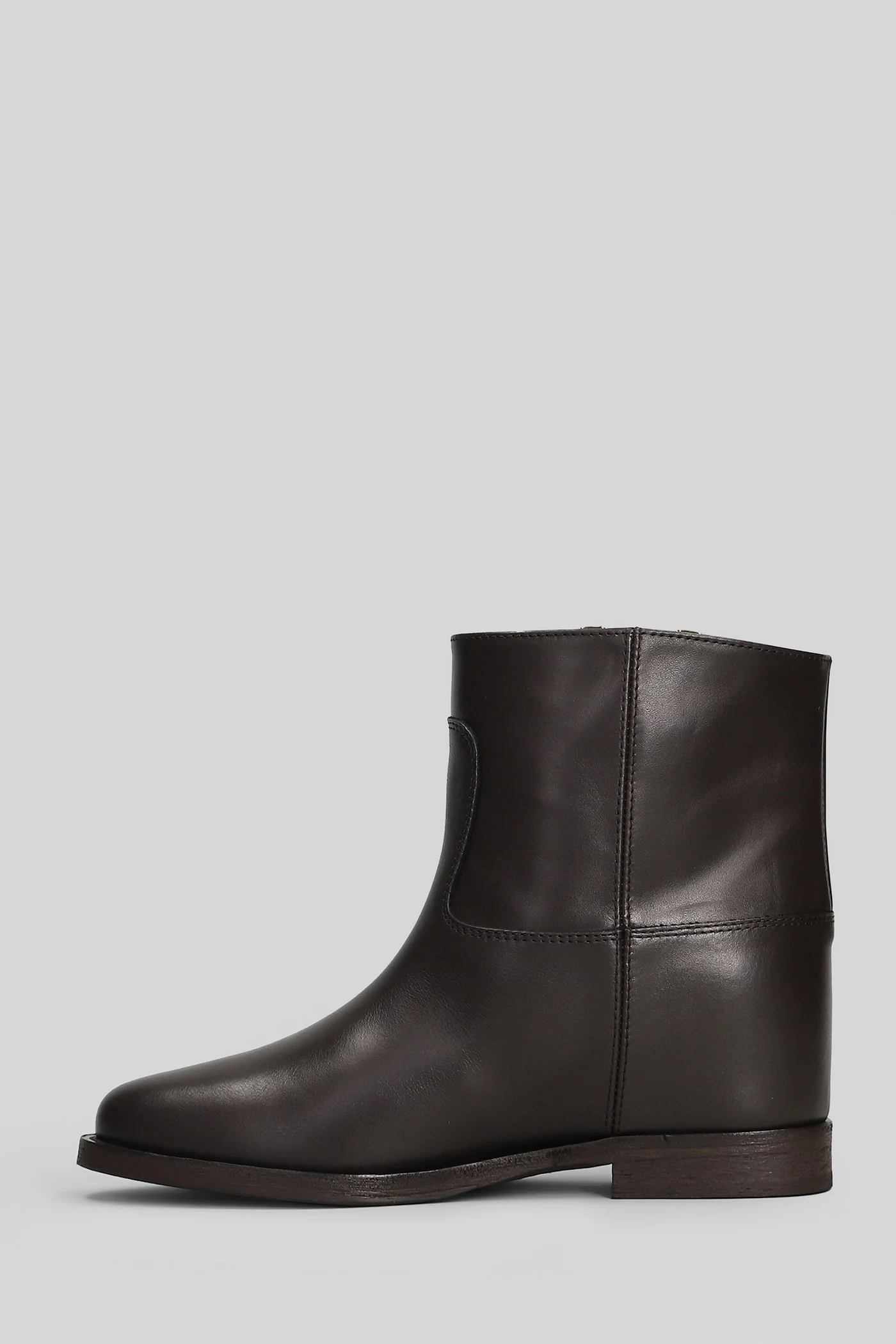 Ankle boots inside wedge in dark brown leather - Image 3
