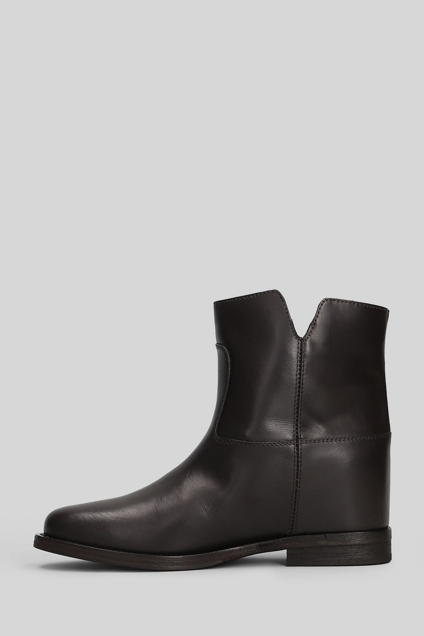 Ankle boots inside wedge in dark brown leather - Image 3