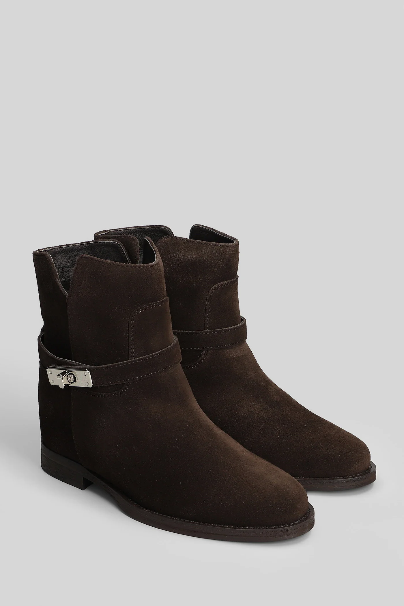 Ankle boots inside wedge in dark brown suede - Image 2