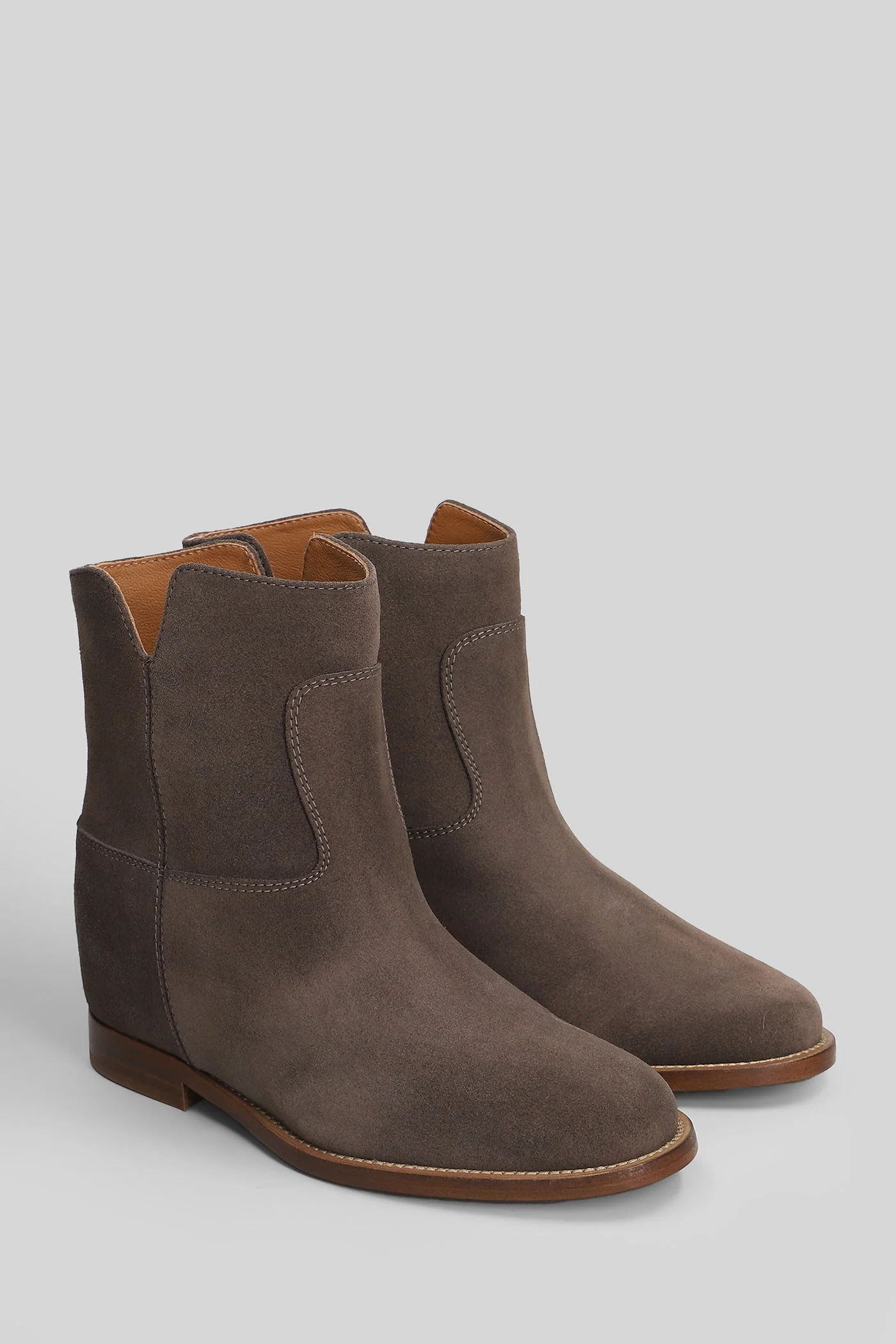 Ankle boots inside wedge in taupe suede - Image 2