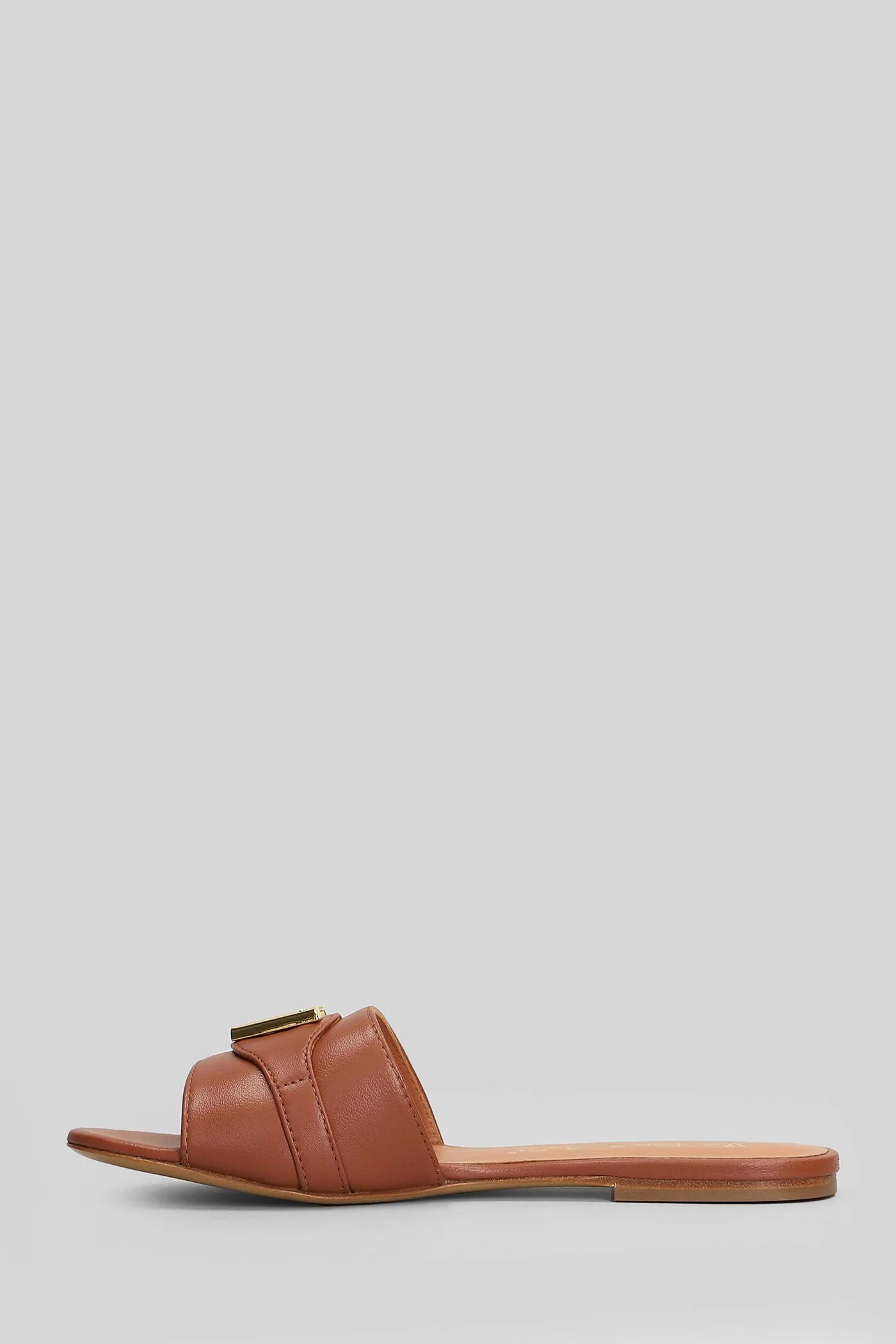 Flat sandal-slipper in leather color leather - Image 3