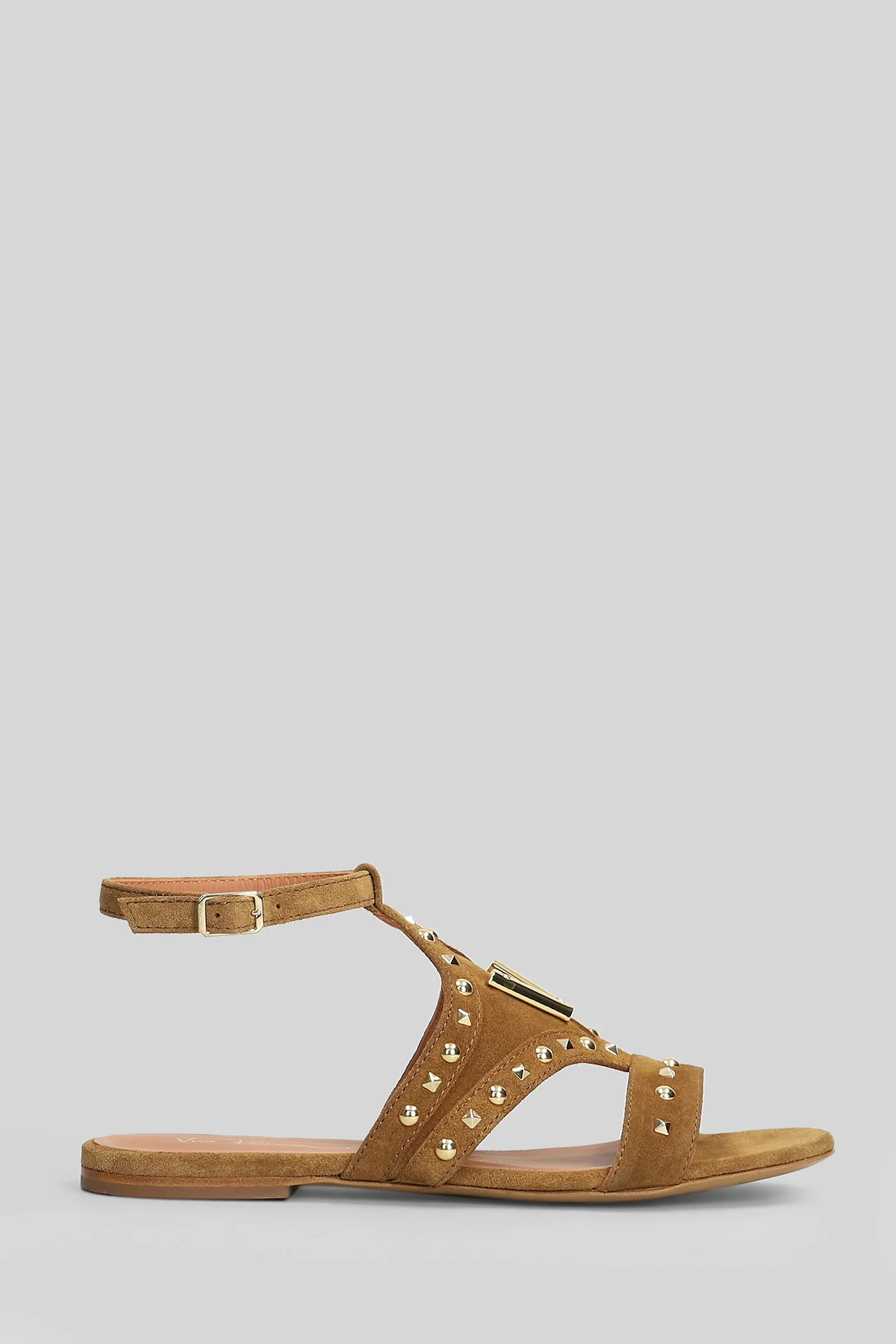 Flat sandal-slipper in leather color suede