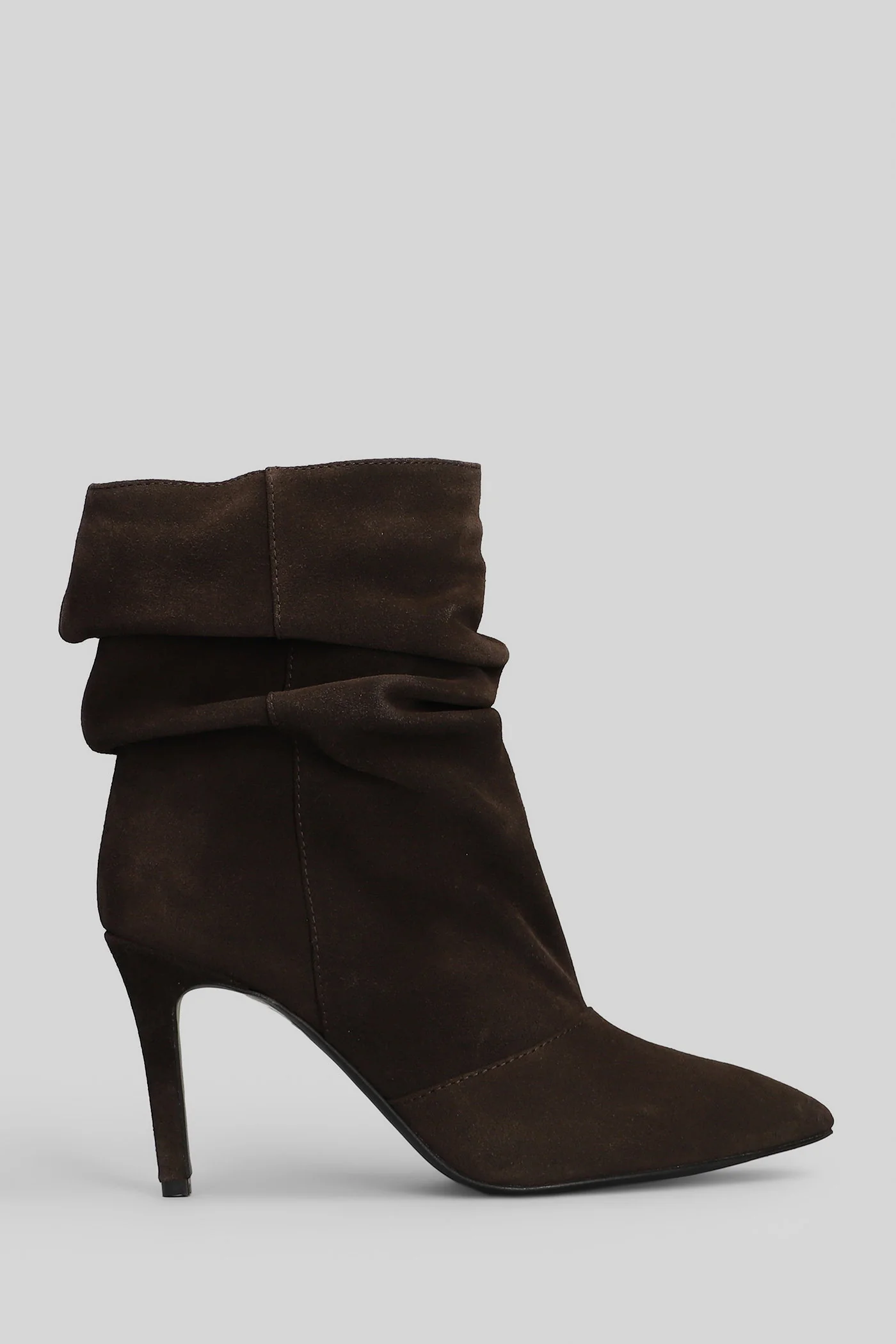High heels Ankle boots in dark brown suede