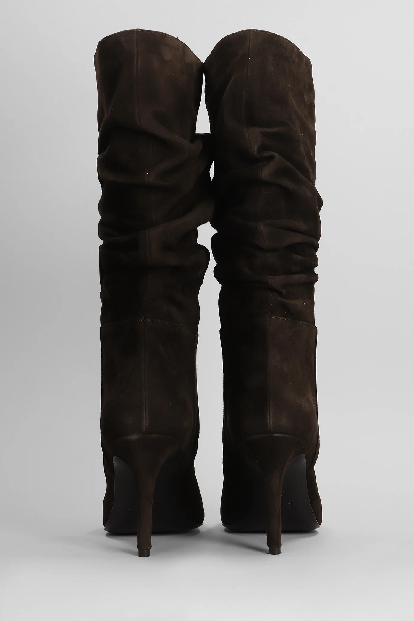 High heels boots in dark brown suede - Image 4