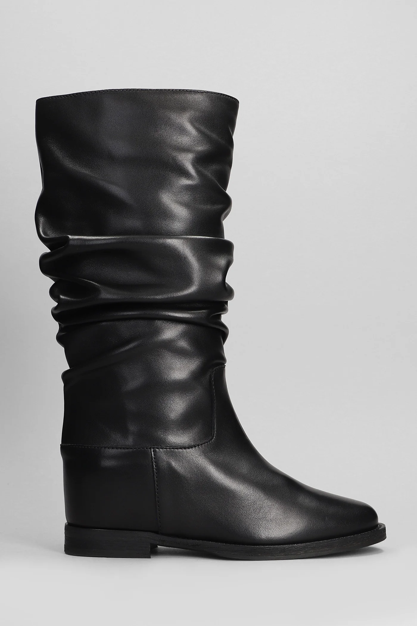in black leather