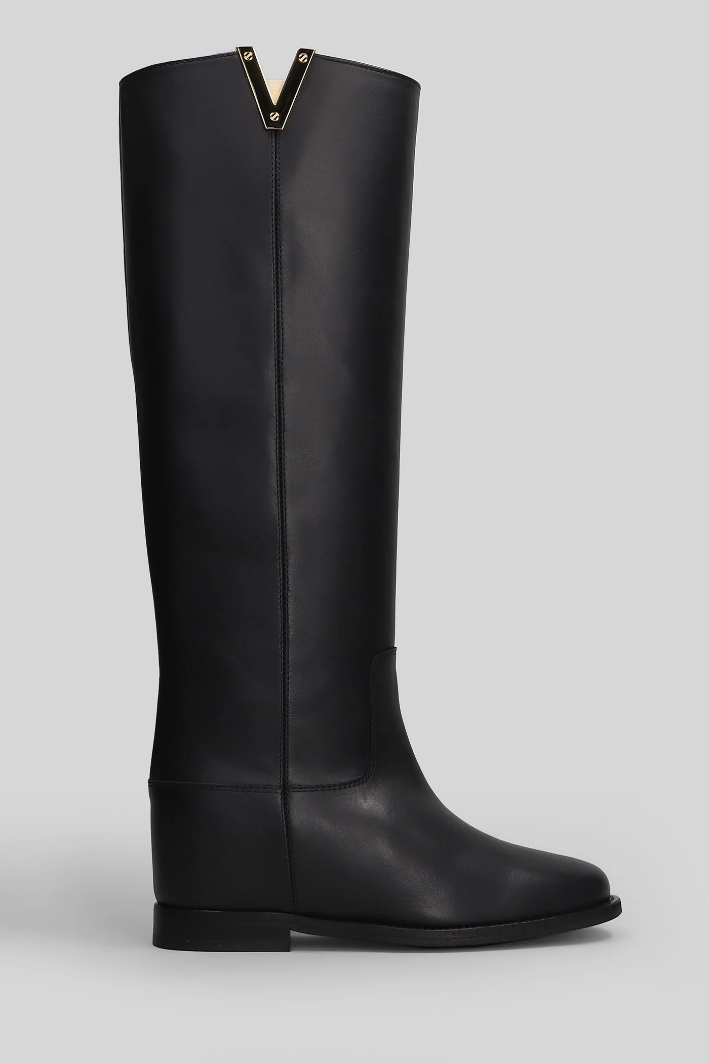 in black leather