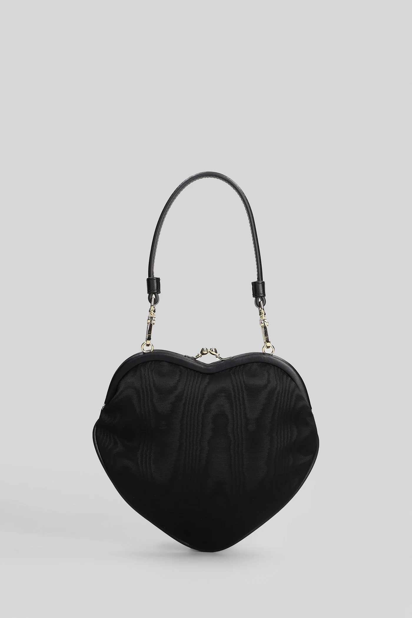Belle heart frame Shoulder bag in black viscose - Image 3