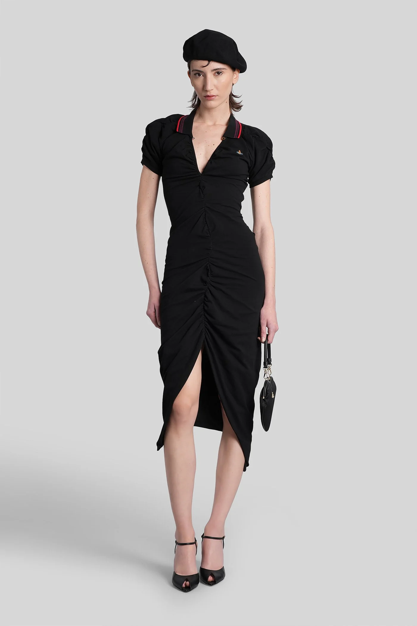 Long dress in black cotton