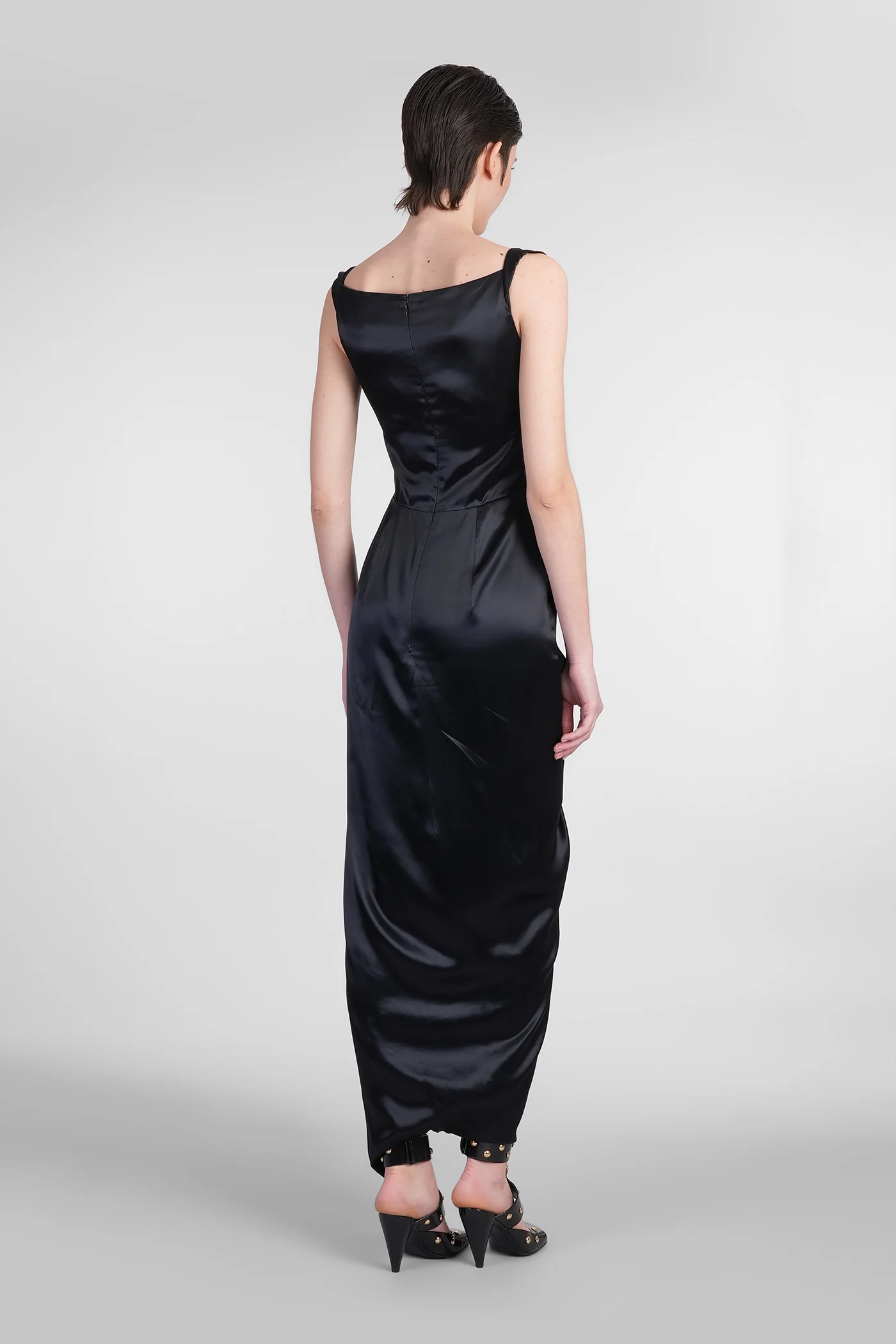 Long dress in black viscose - Image 3