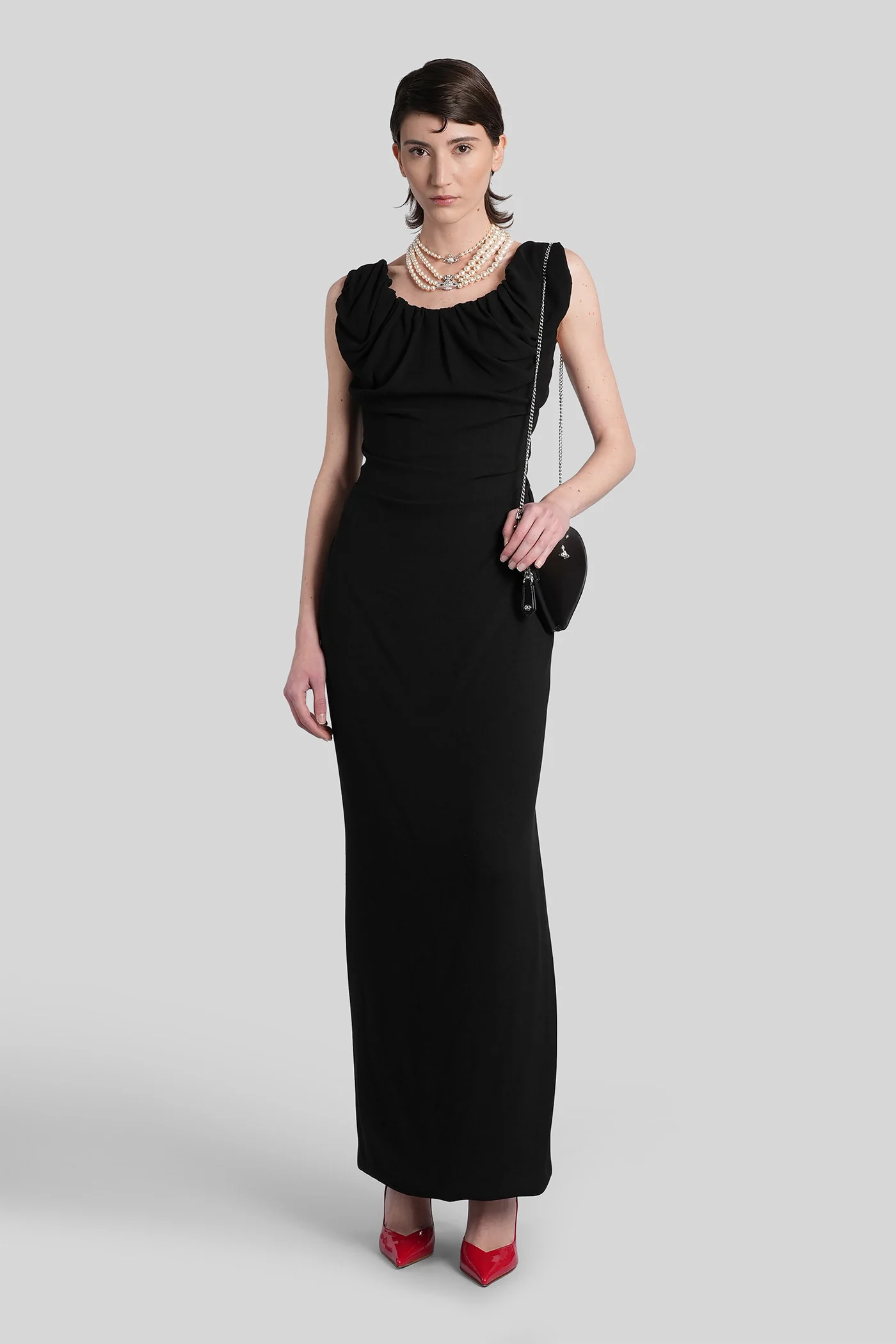 Long ginnie amber Long dress in black viscose