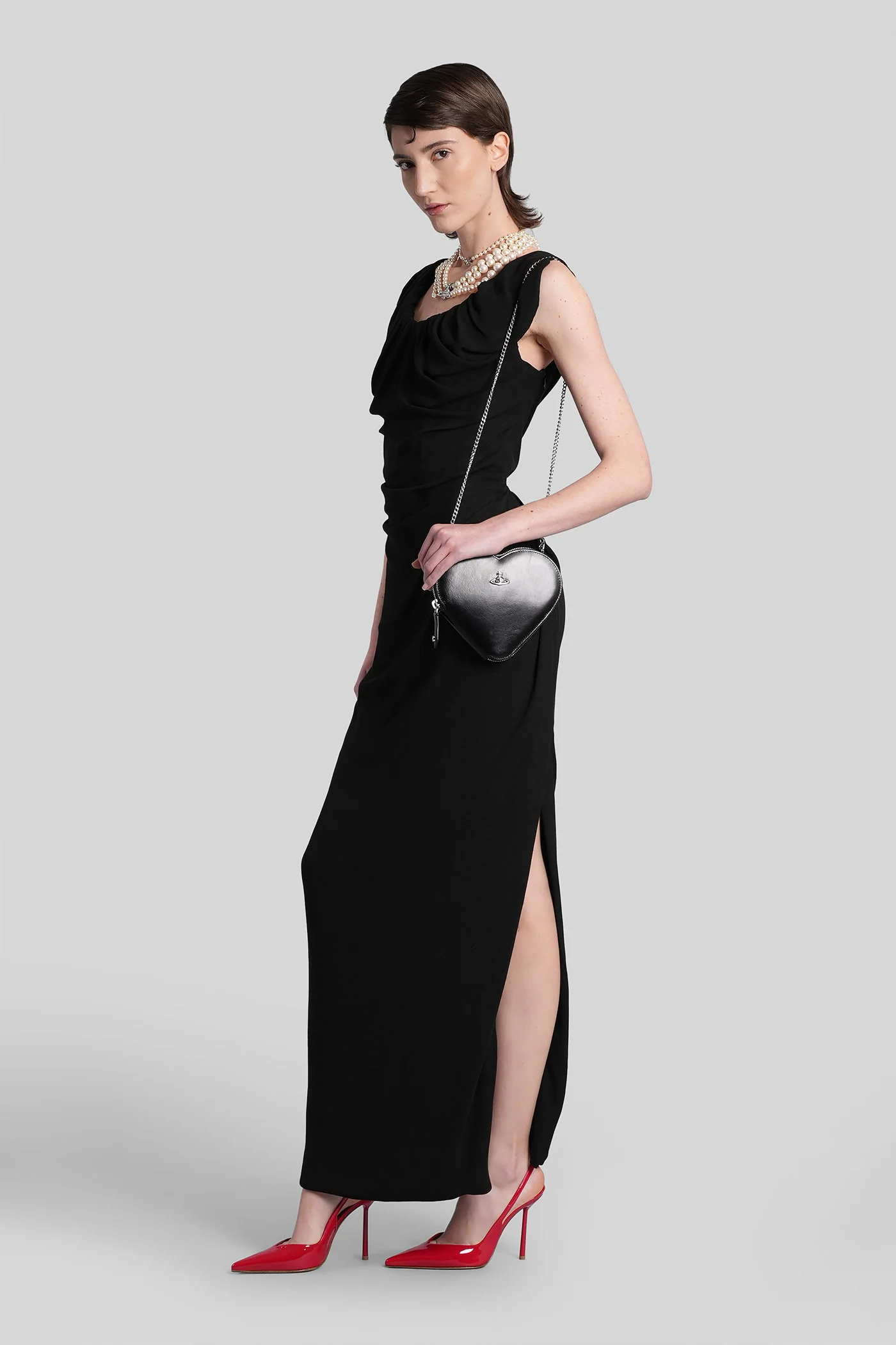 Long ginnie amber Long dress in black viscose - Image 2