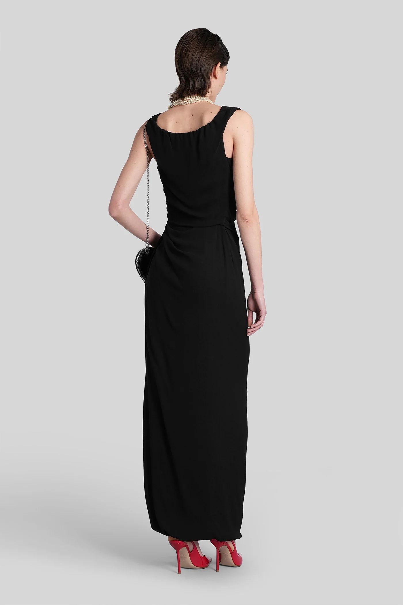 Long ginnie amber Long dress in black viscose - Image 3