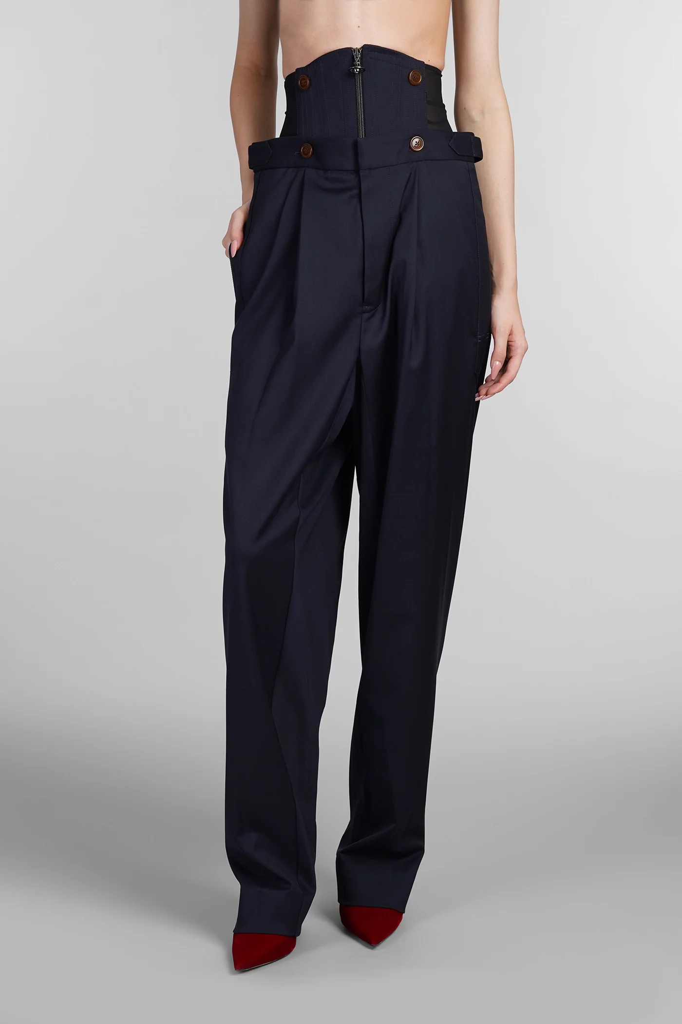Pants in blue wool