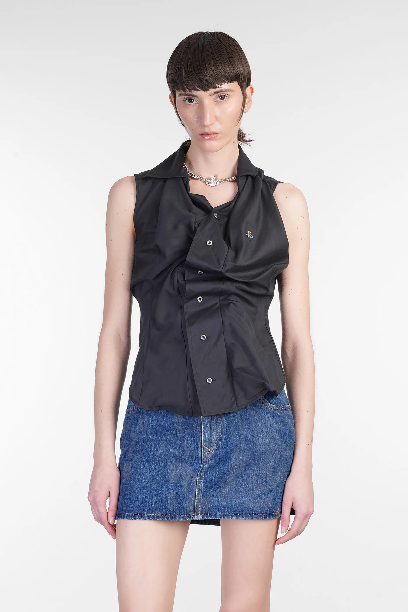 Ss drunken Shirt in black cotton